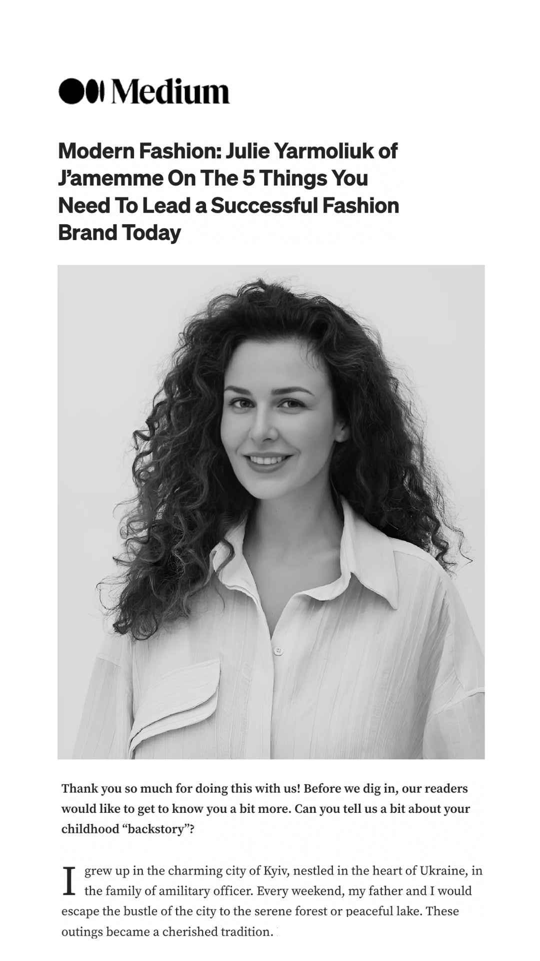 Modern Fashion: Julie Yarmoliuk of J’amemme On The 5 Things You Need To Lead a Successful Fashion Brand Today