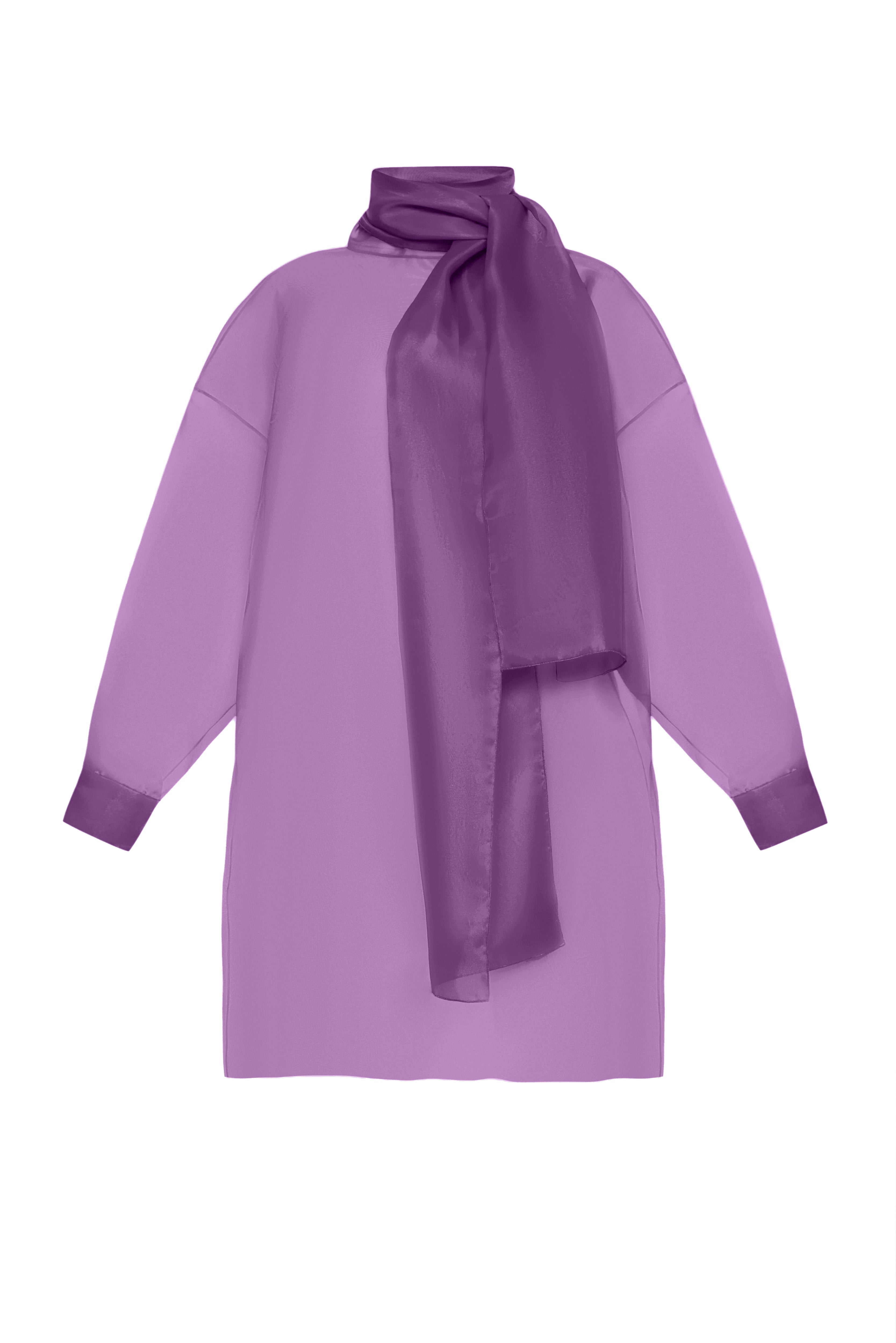 SEMI-SHEER PURPLE SCARF BLOUSE
