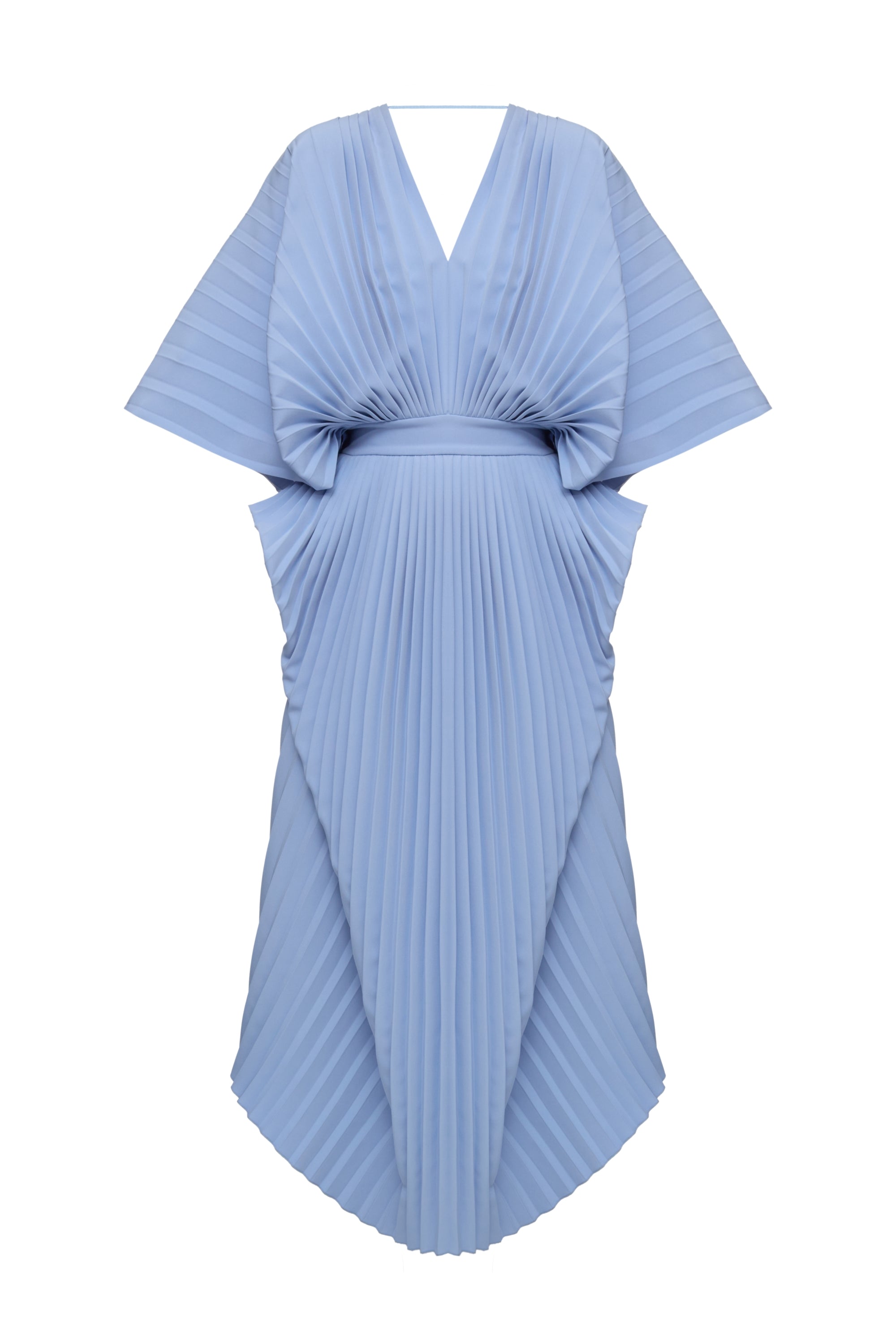 blue and white pleated dress No Big Deal Blue Stripe Cotton Pleated Midi Shirt Dress main image 1