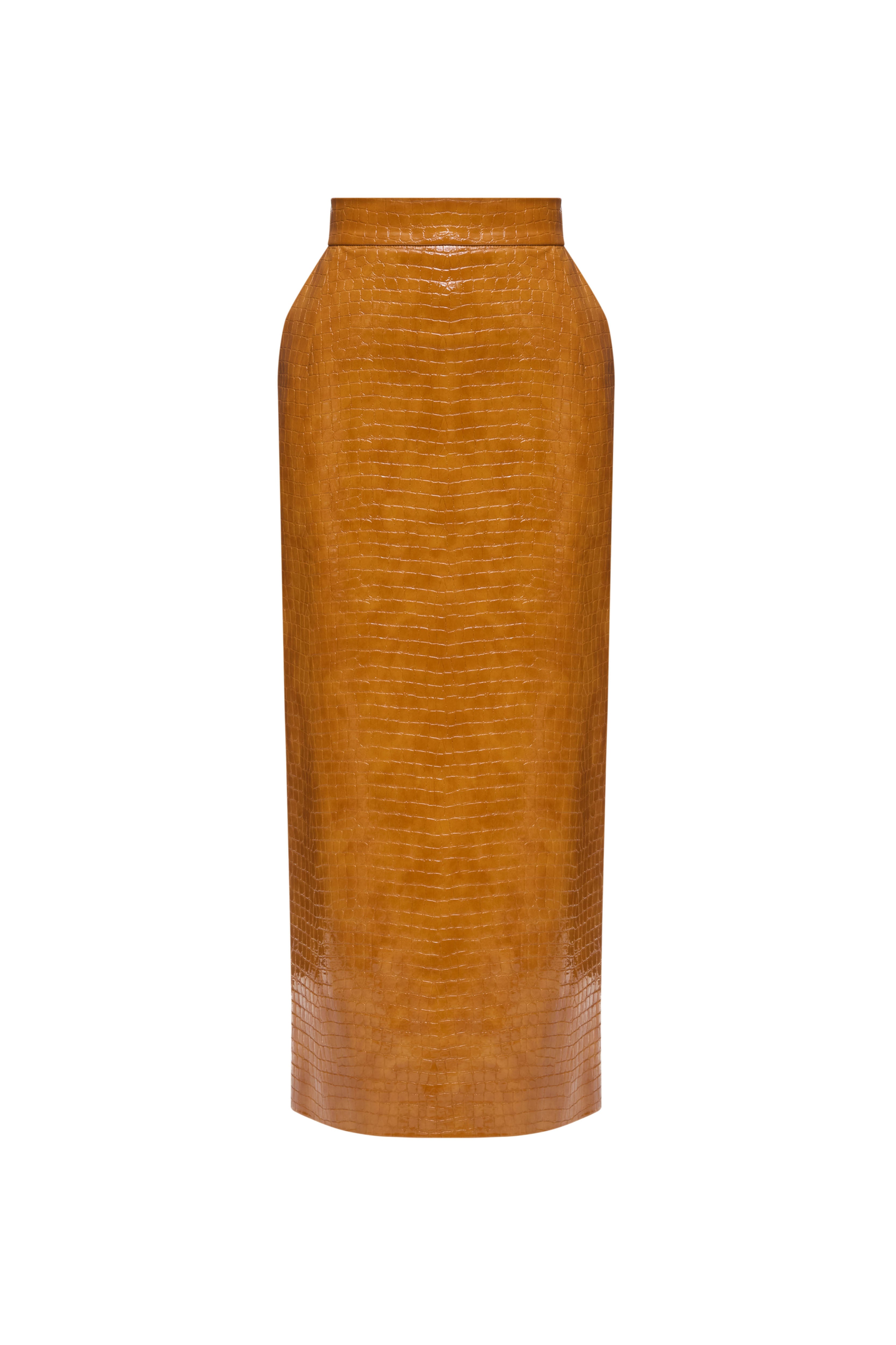 CROCO OCHRE MIDI SKIRT