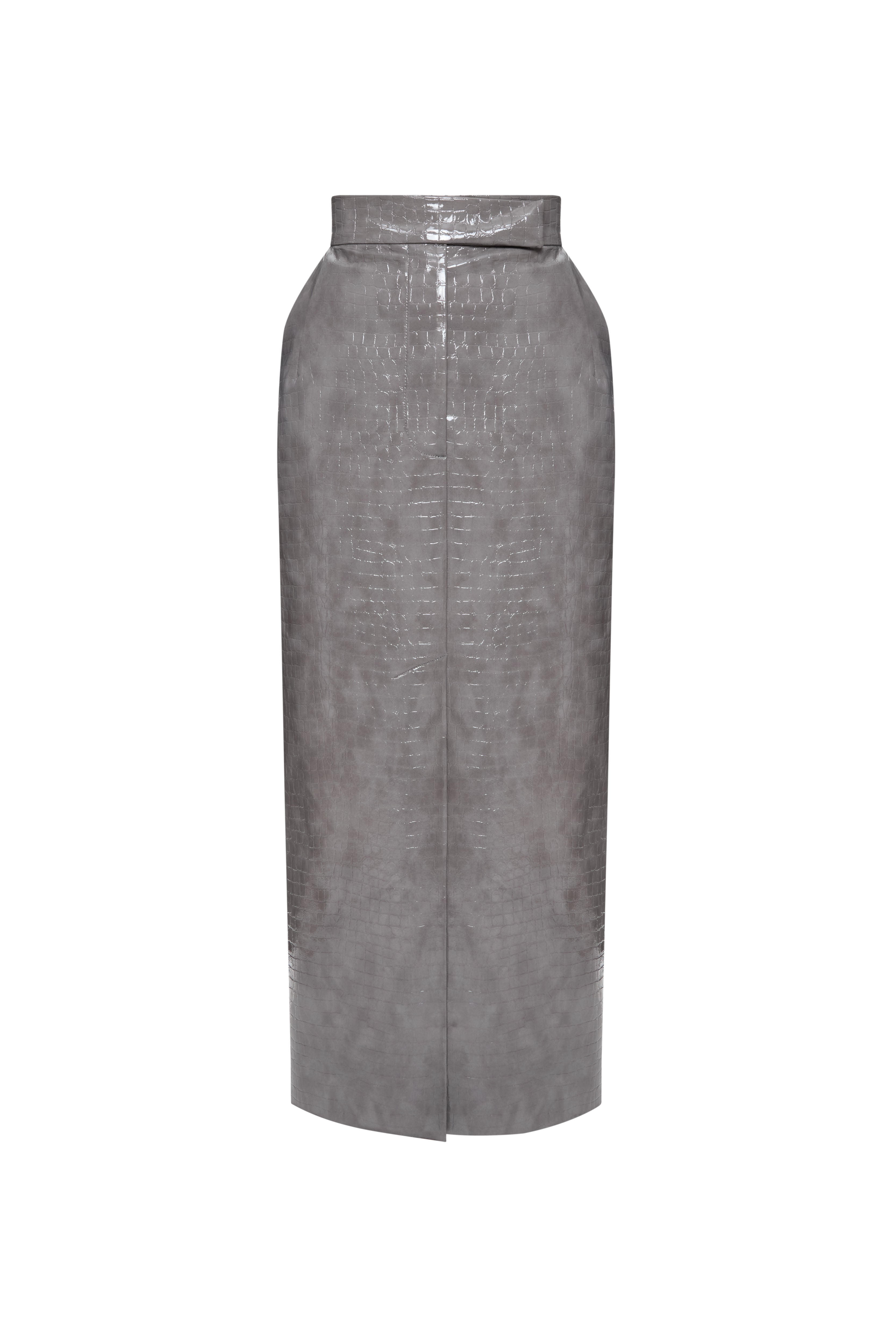 CROCO GREY MIDI SKIRT