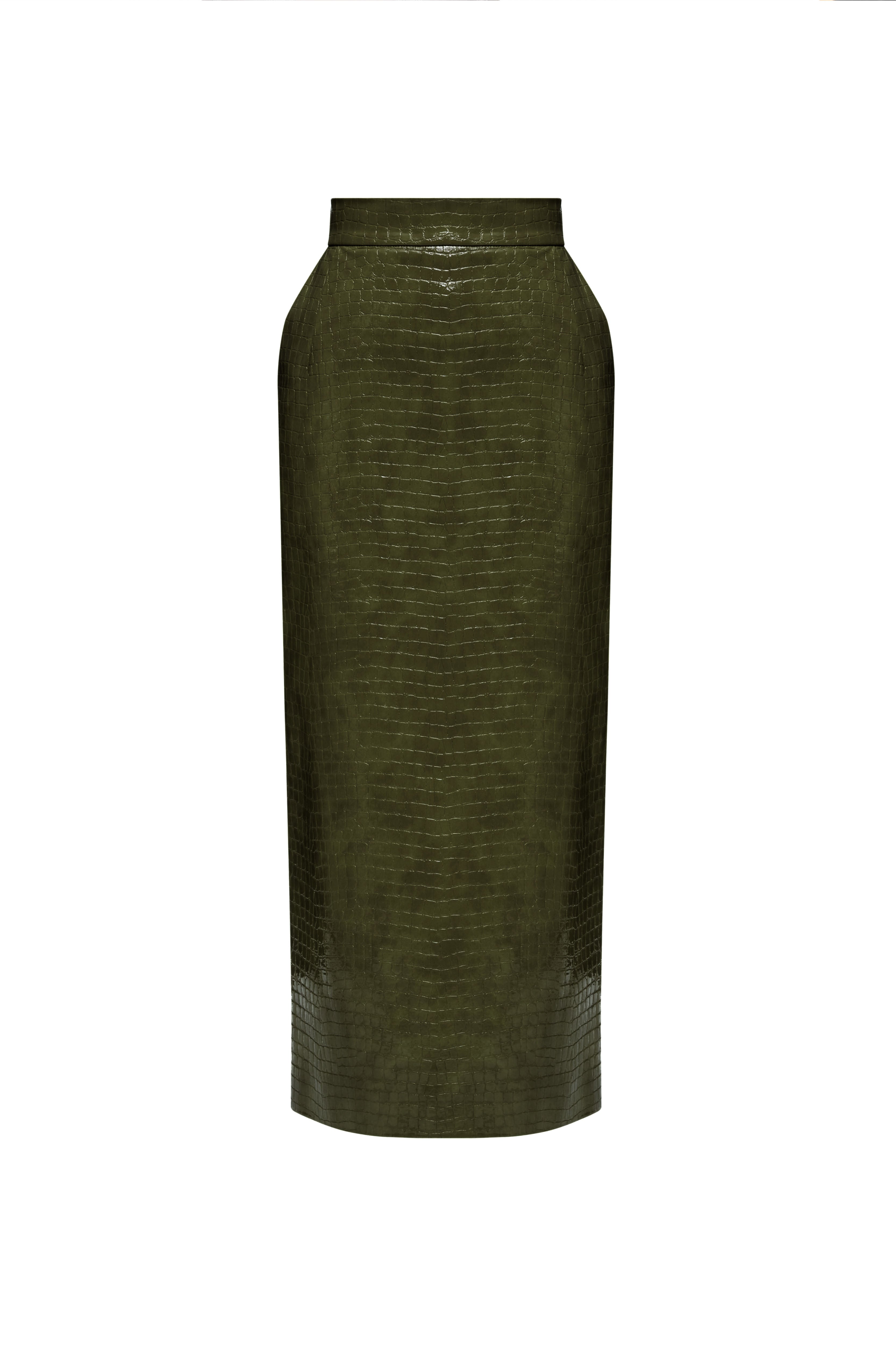 CROCO GREEN MIDI SKIRT