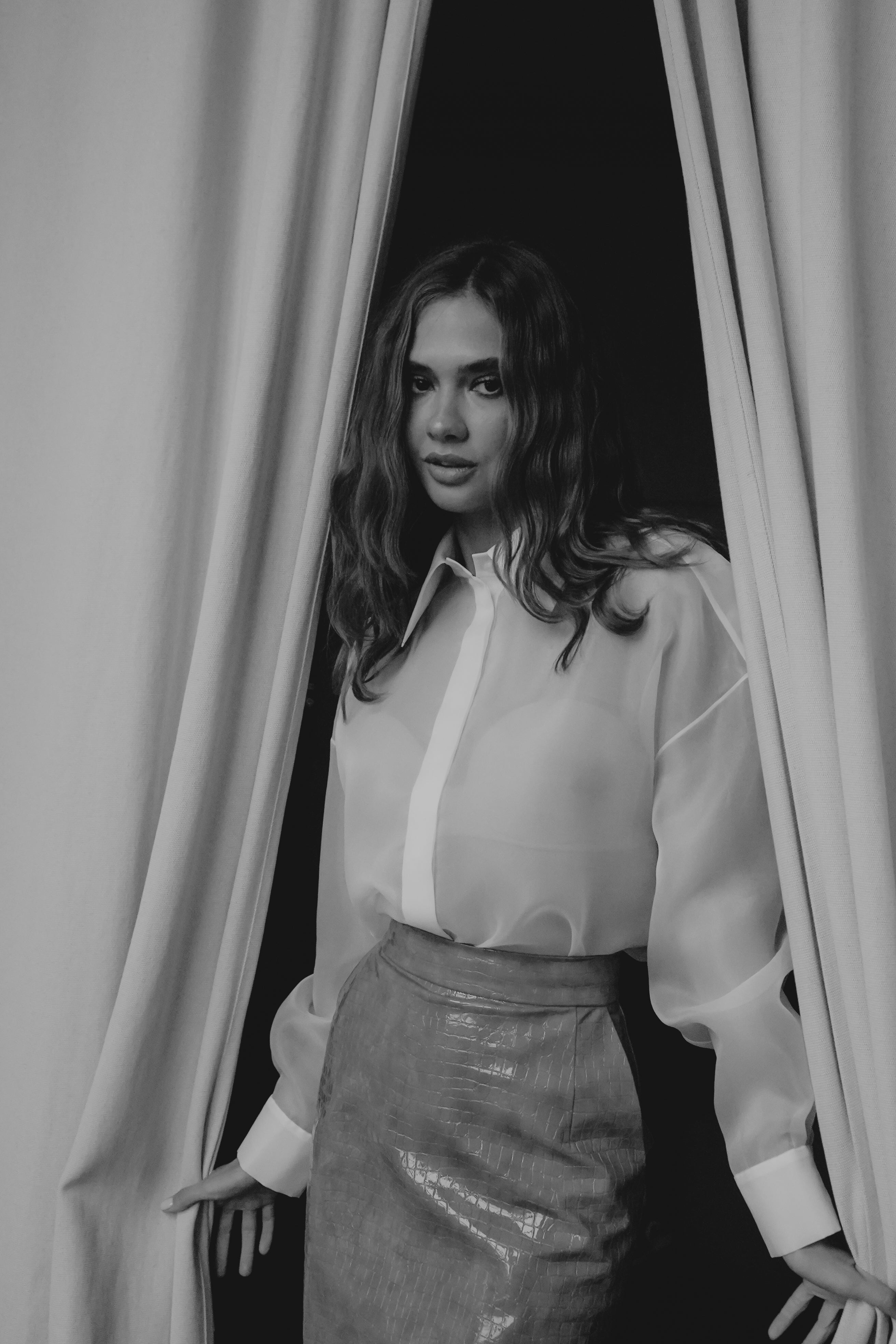 SEMI-SHEER WHITE BLOUSE