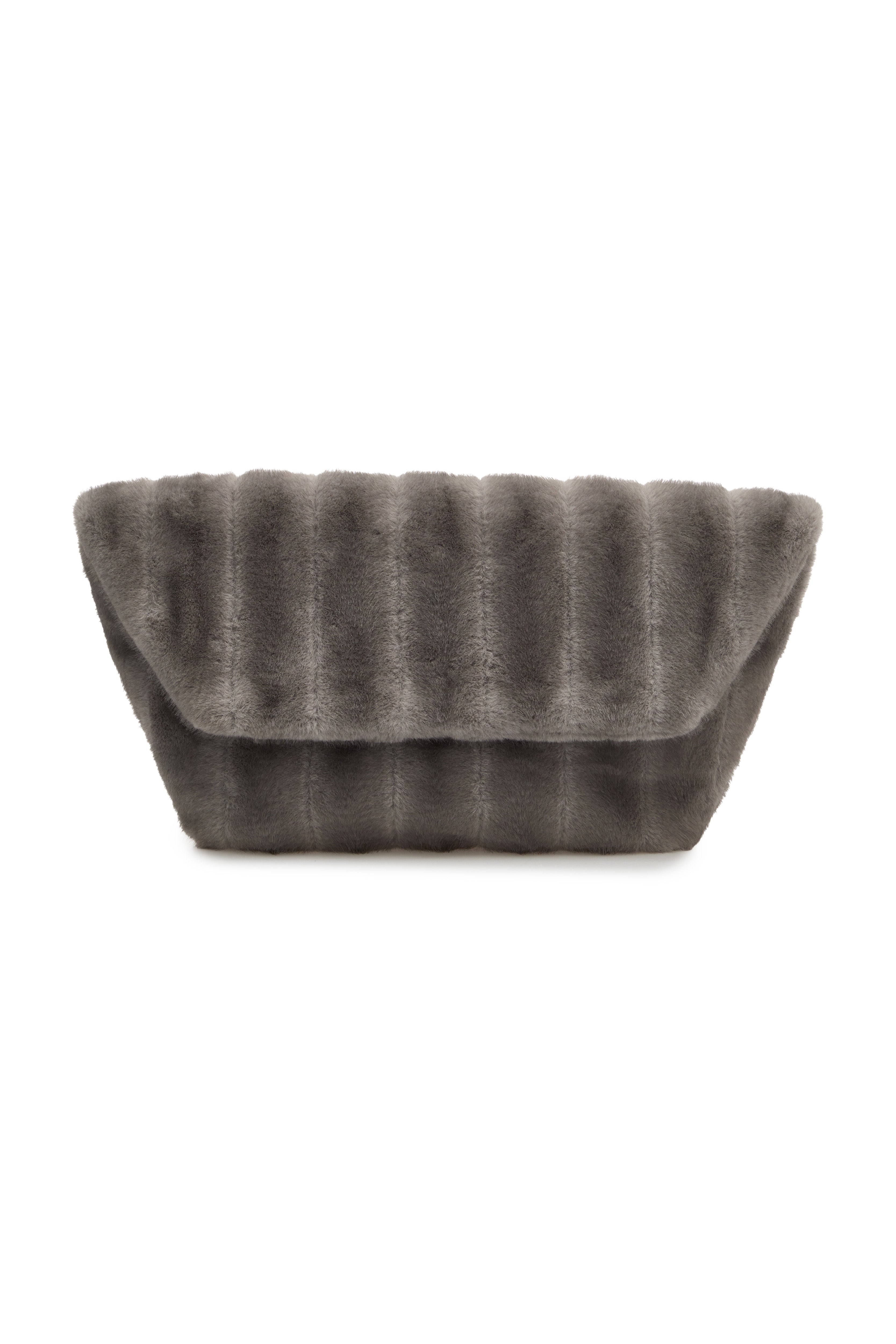 FAUX FUR GREY CLUTCH