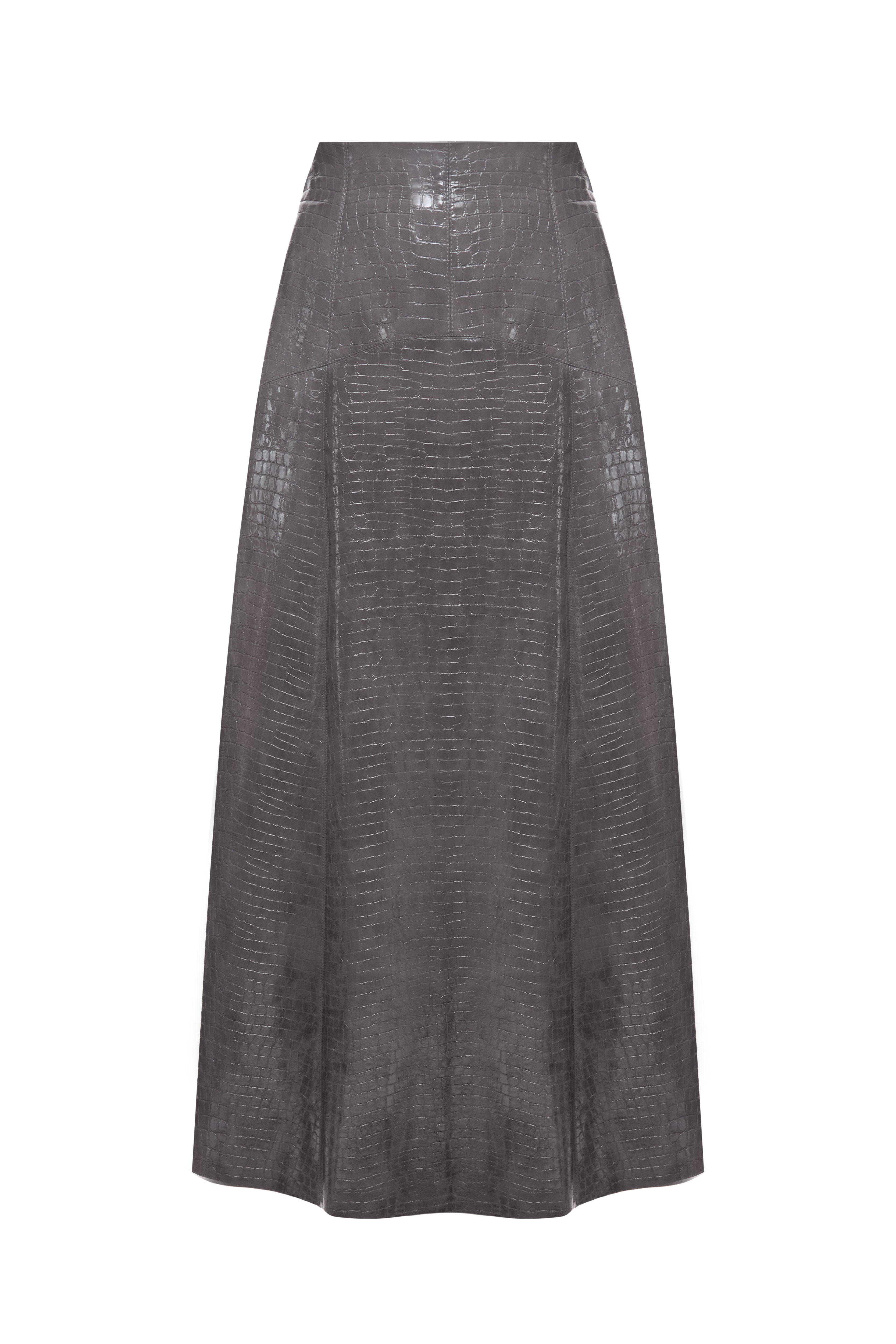 CROCO GREY FLARE SKIRT