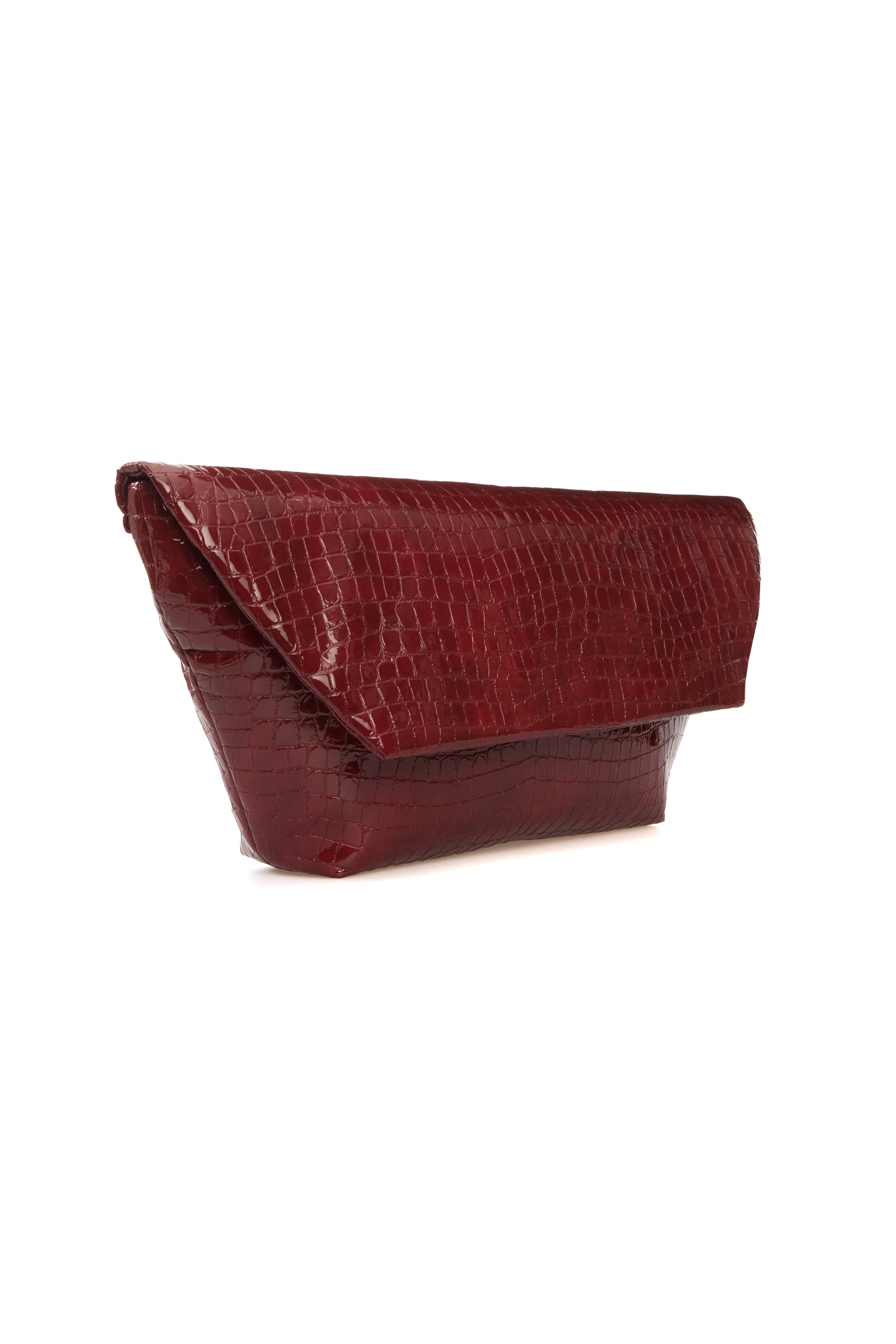 CROCO BURGUNDY CLUTCH