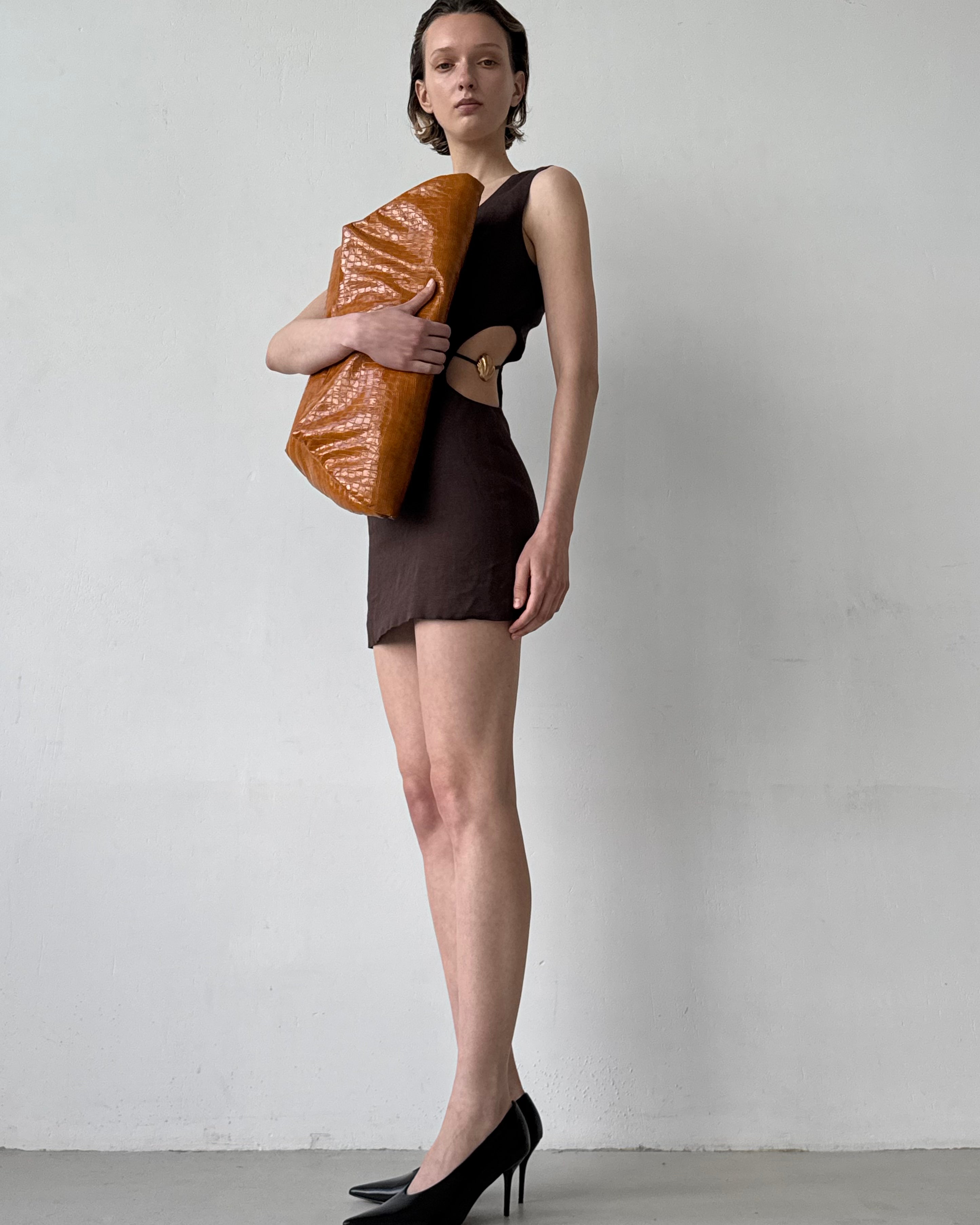 SERENA BROWN MINI DRESS