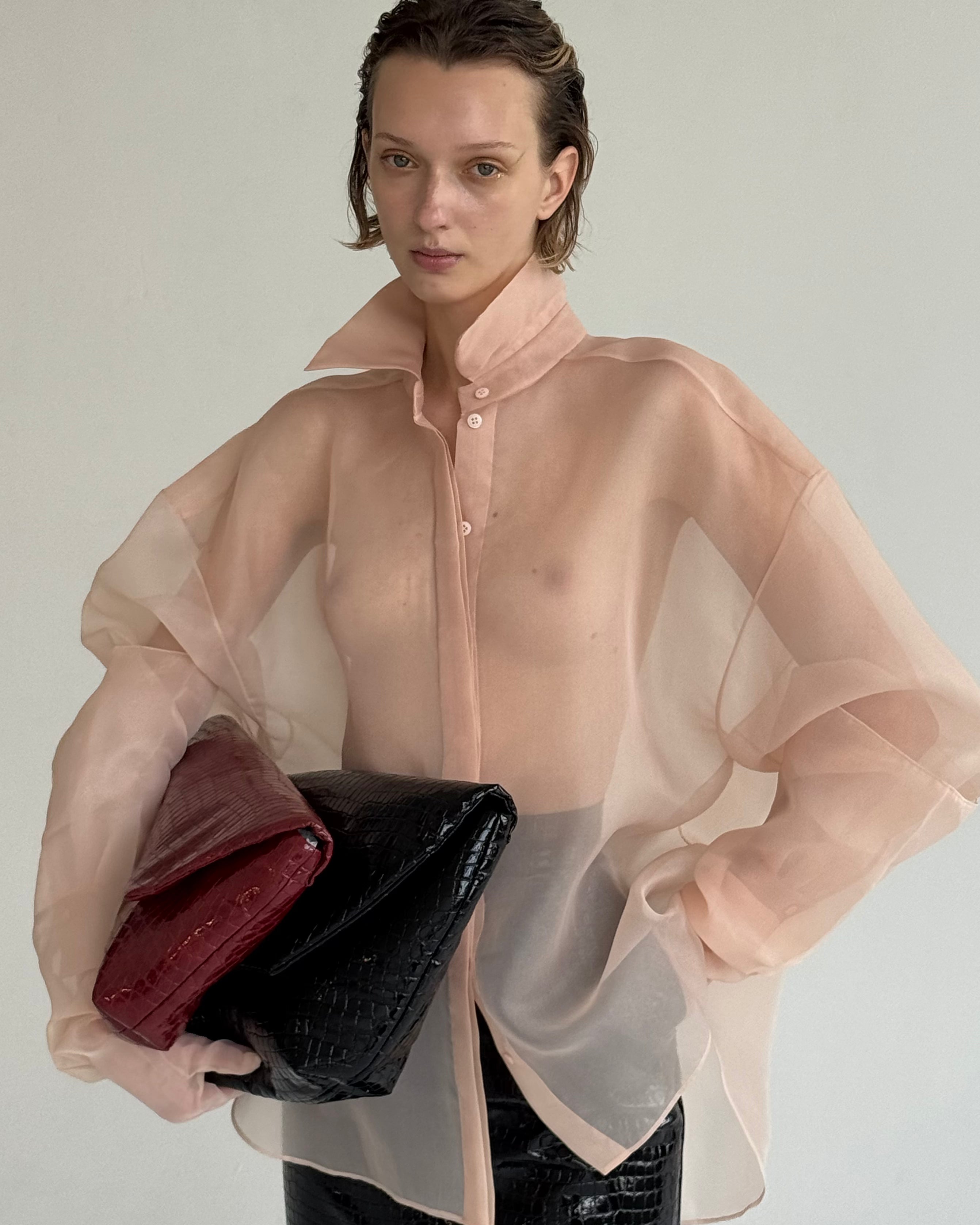 SEMI-SHEER BEIGE BLOUSE