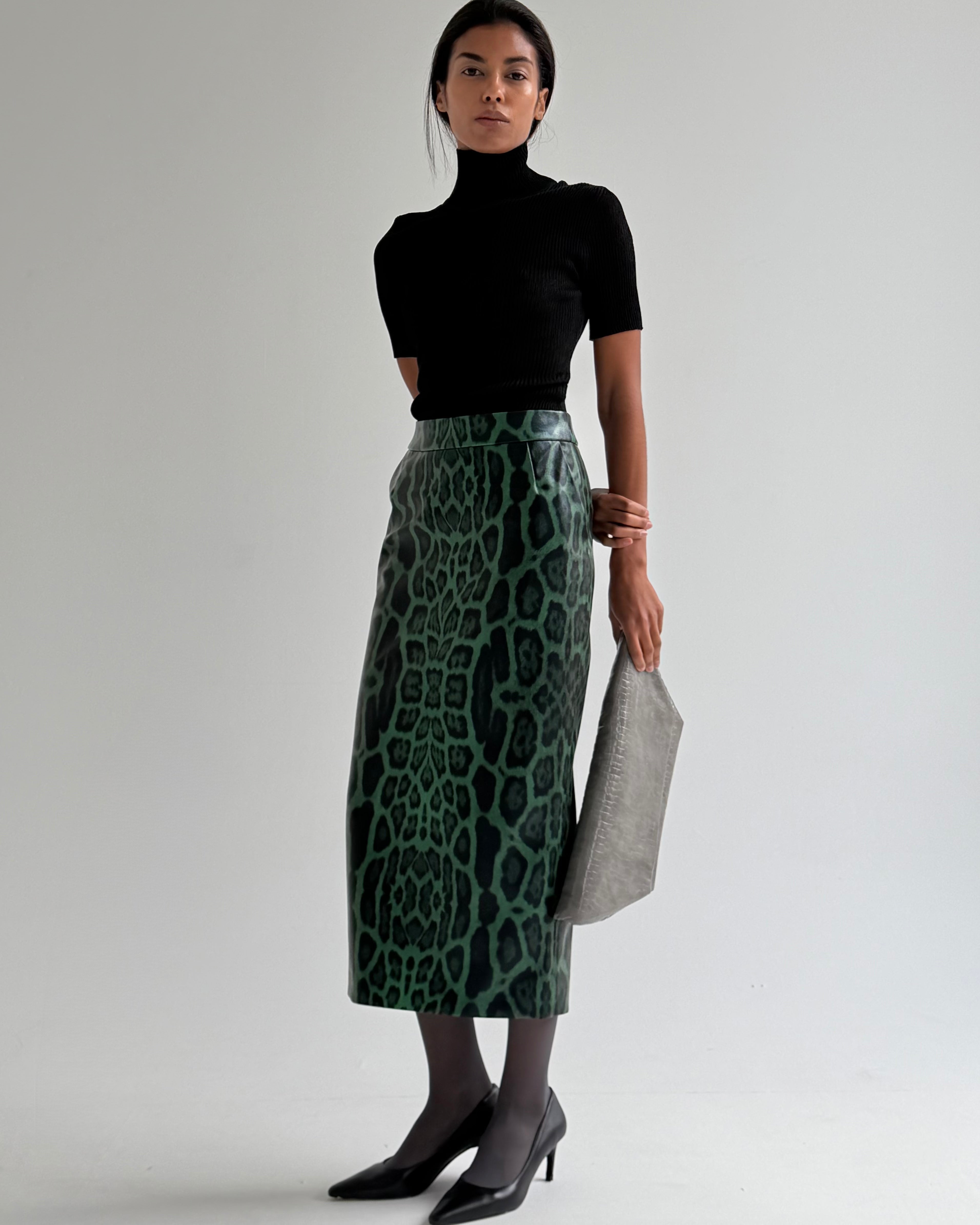 Leo Green Midi Skirt