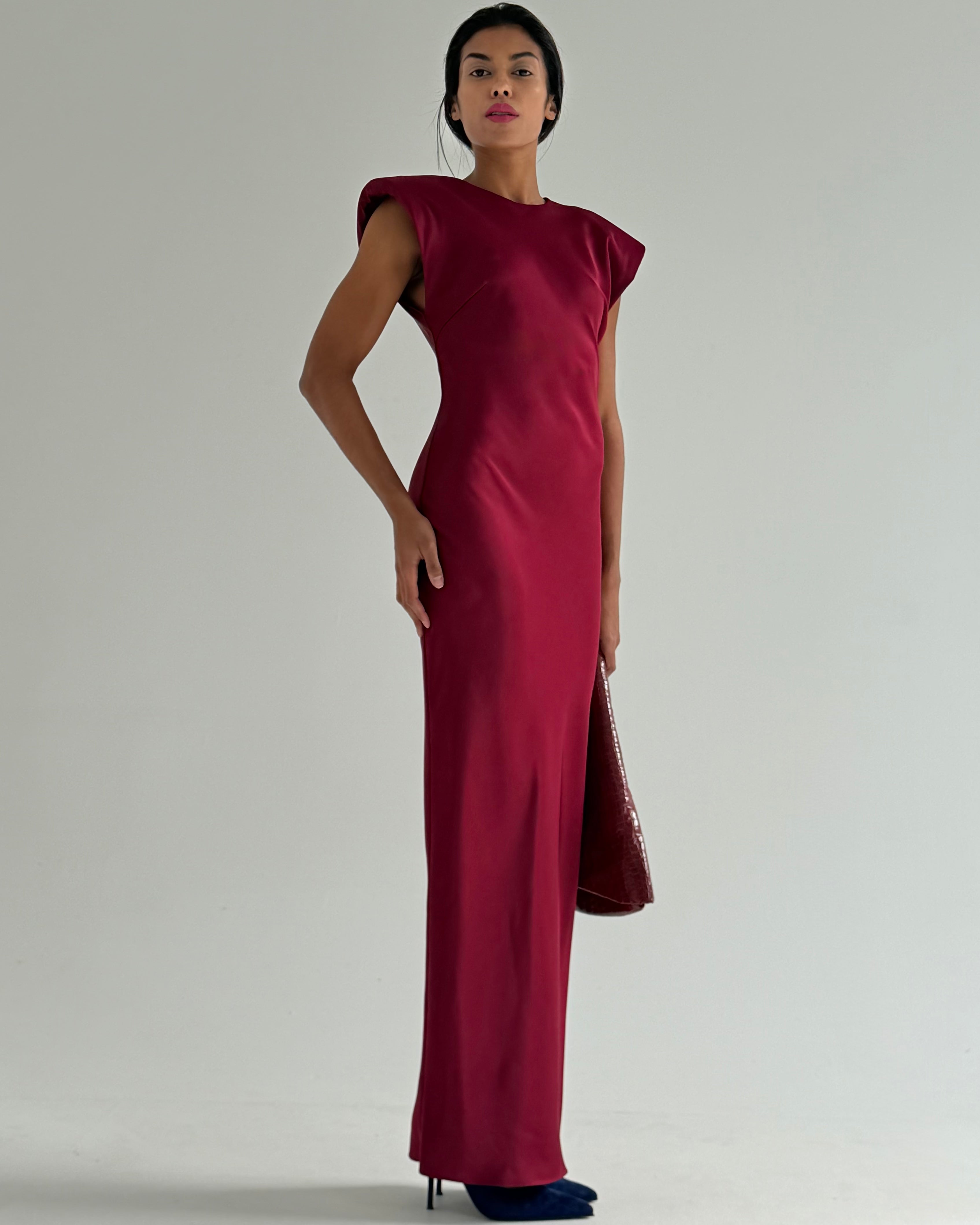 CLEMENCE BURGUNDY DRESS