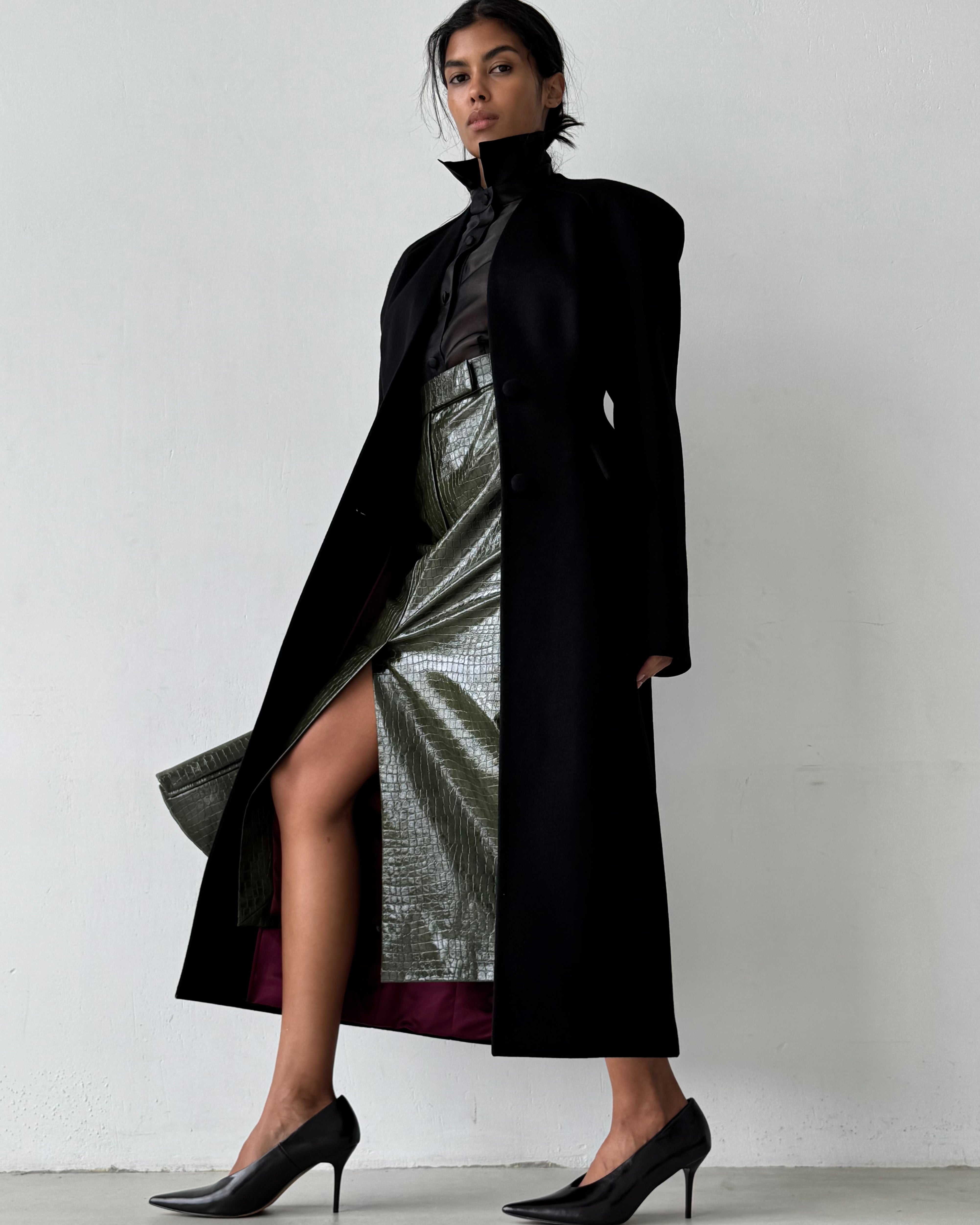 LUISA LONG BLACK COAT