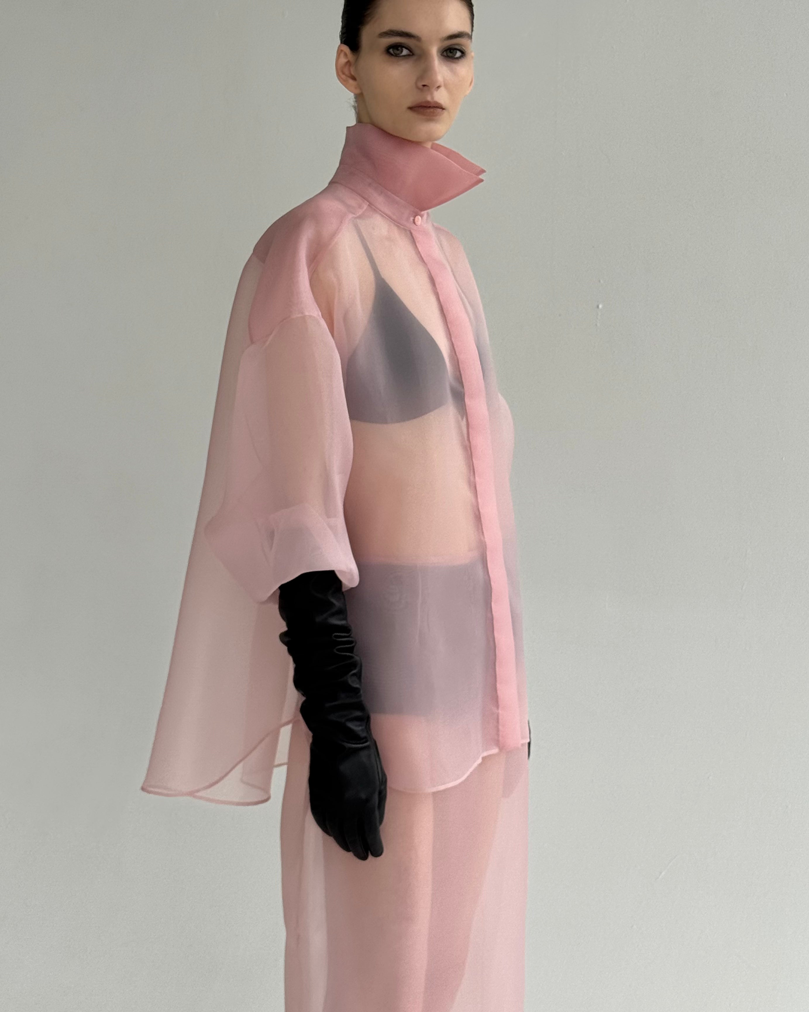 SEMI-SHEER PINK BLOUSE