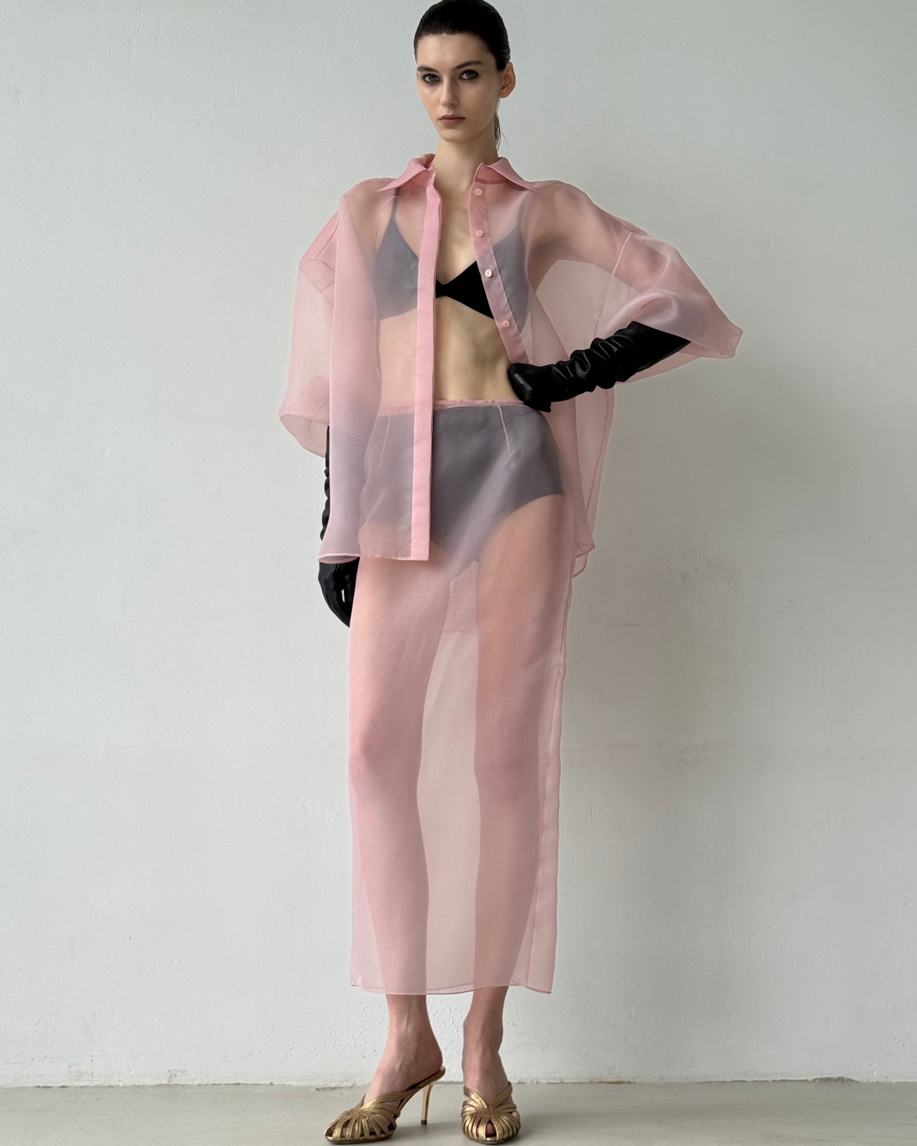 SEMI-SHEER PINK BLOUSE
