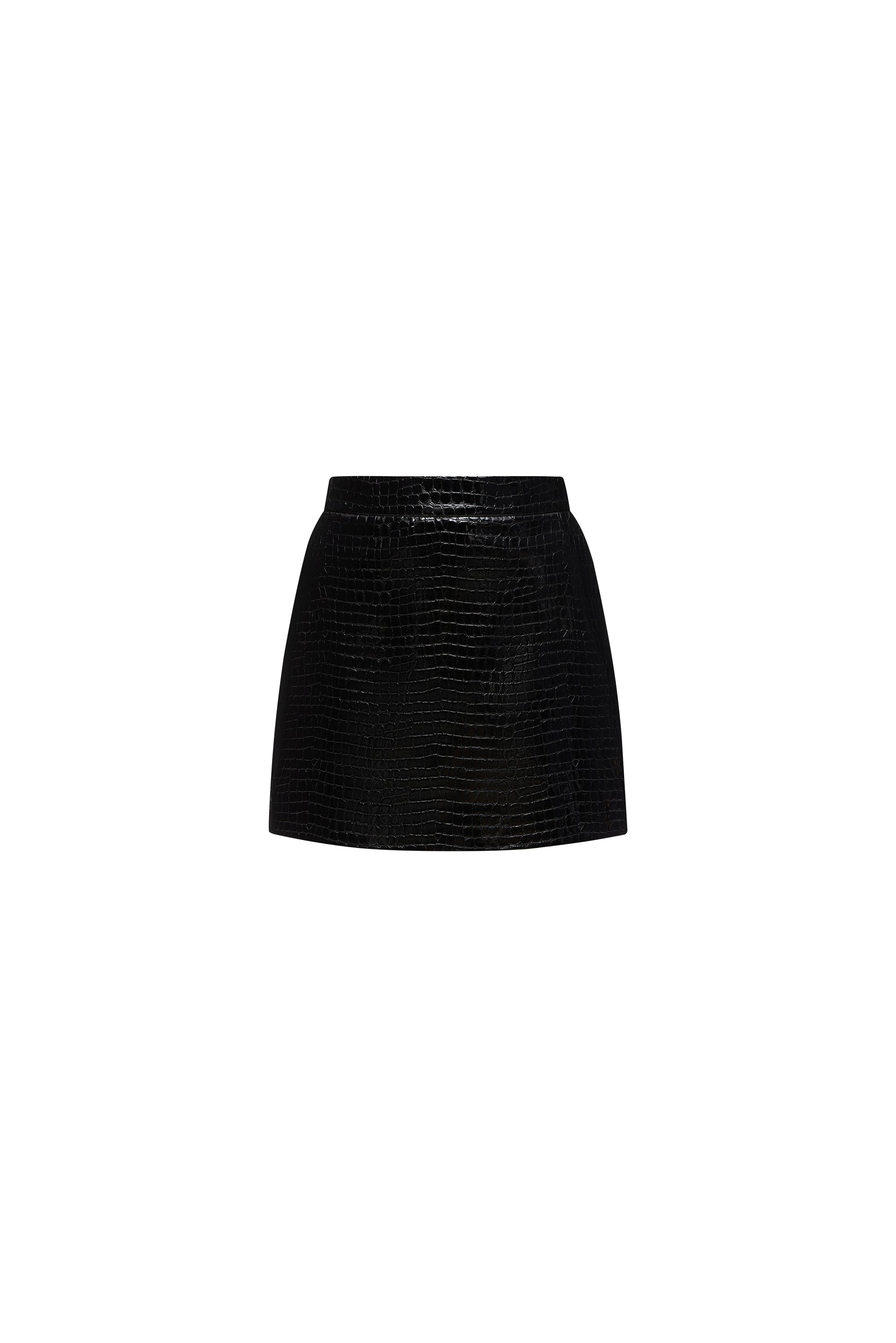 CROCO BLACK MINI SKIRT