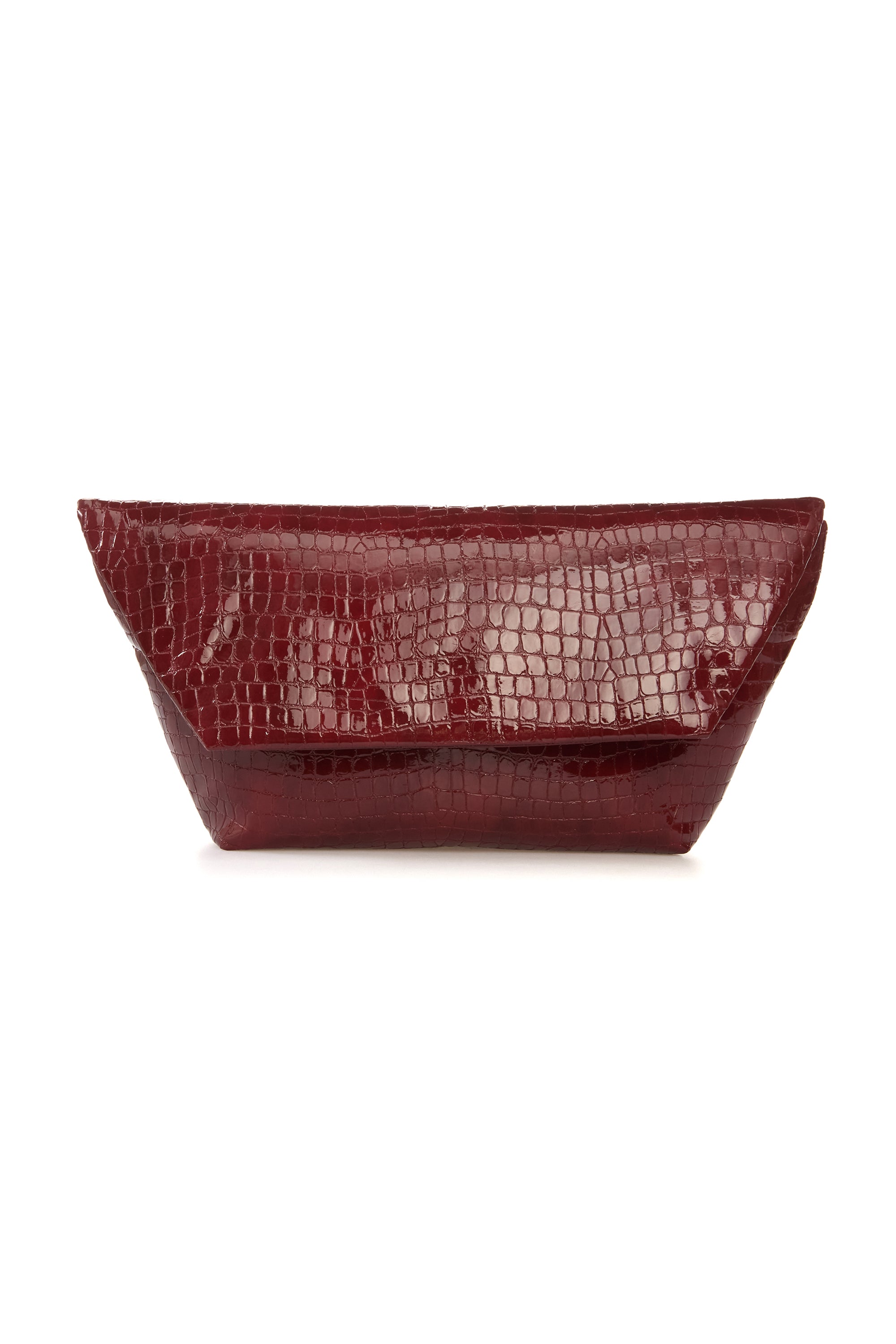 CROCO BURGUNDY CLUTCH