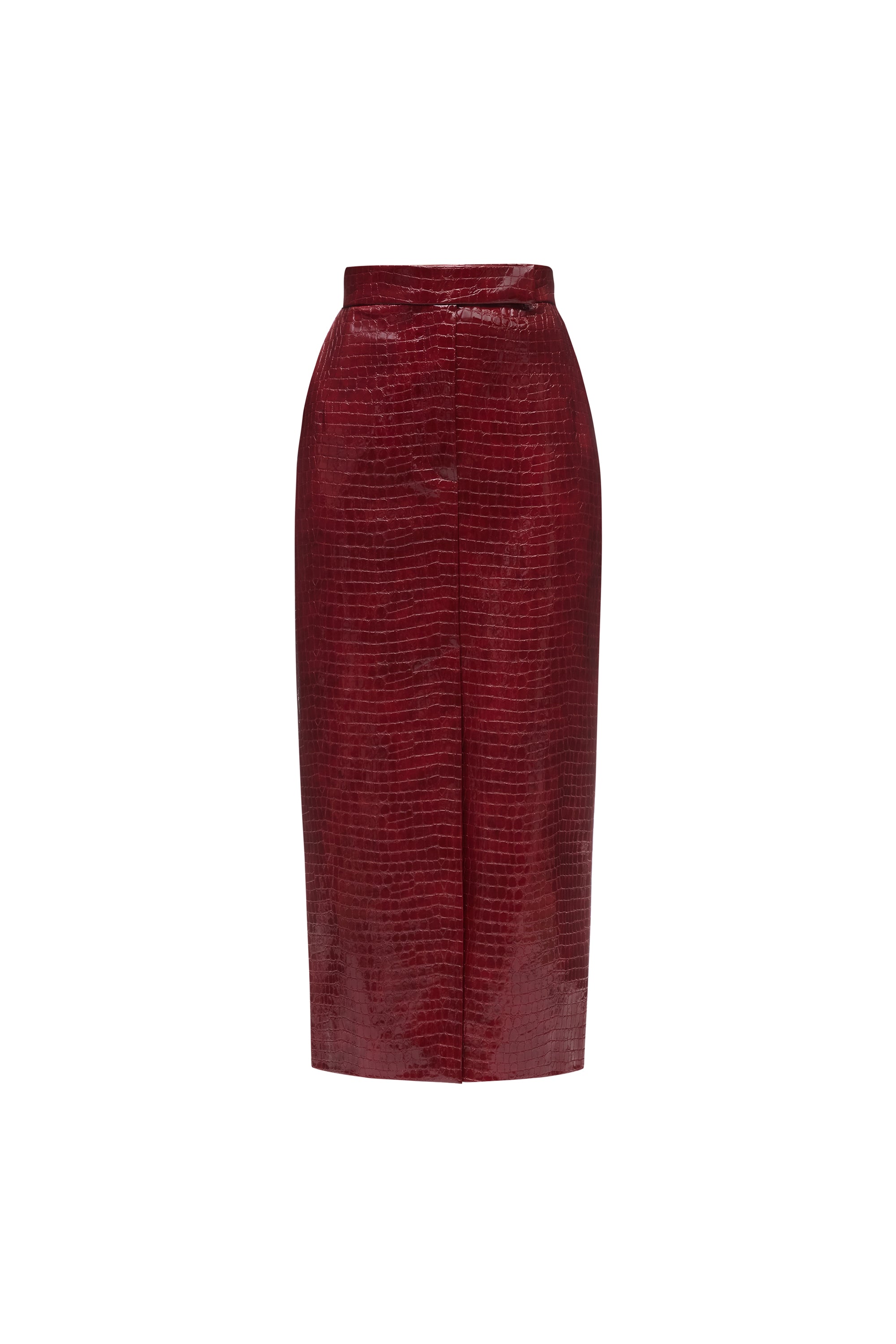 CROCO BURGUNDY MIDI SKIRT
