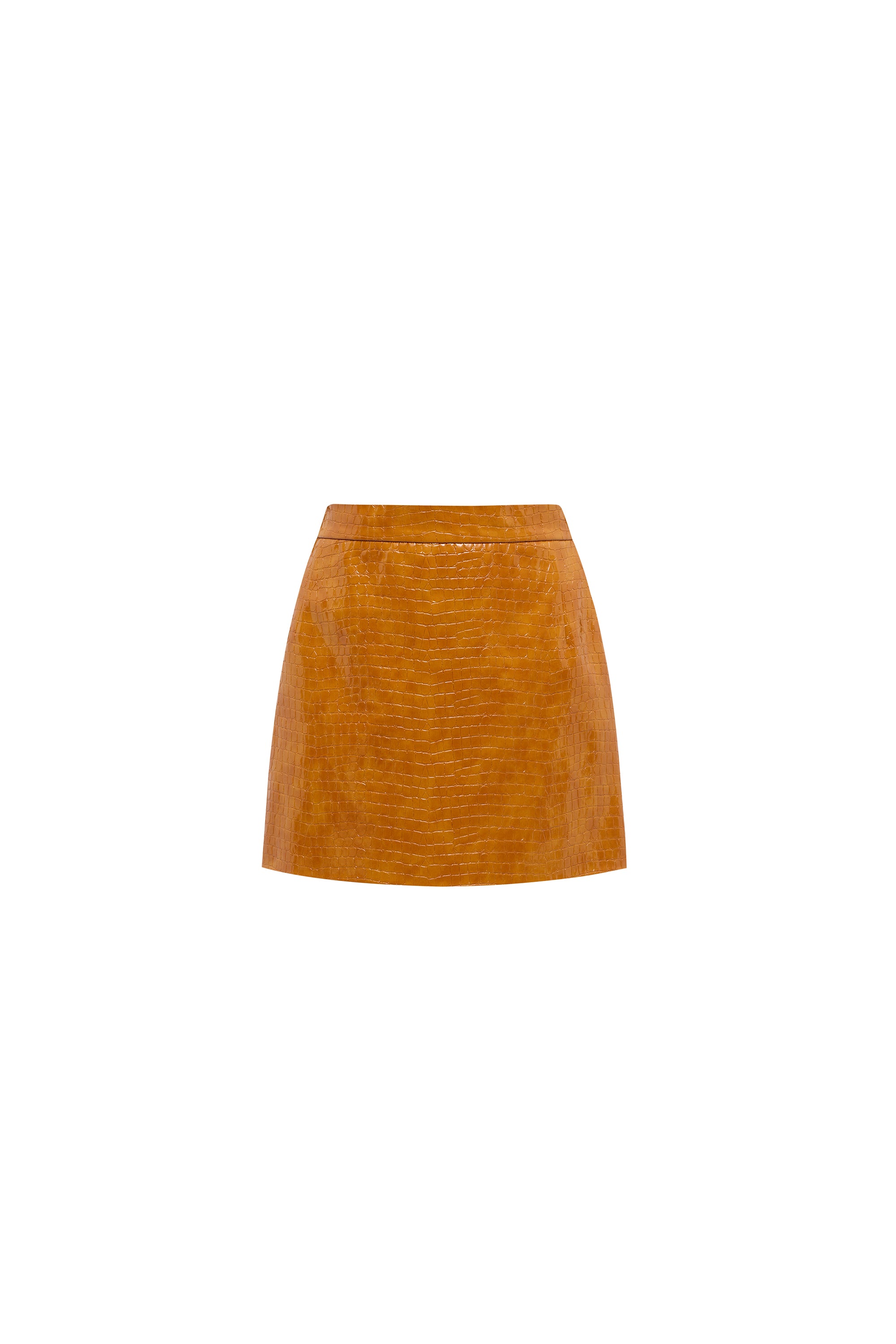 Croco Ochre Mini Skirt