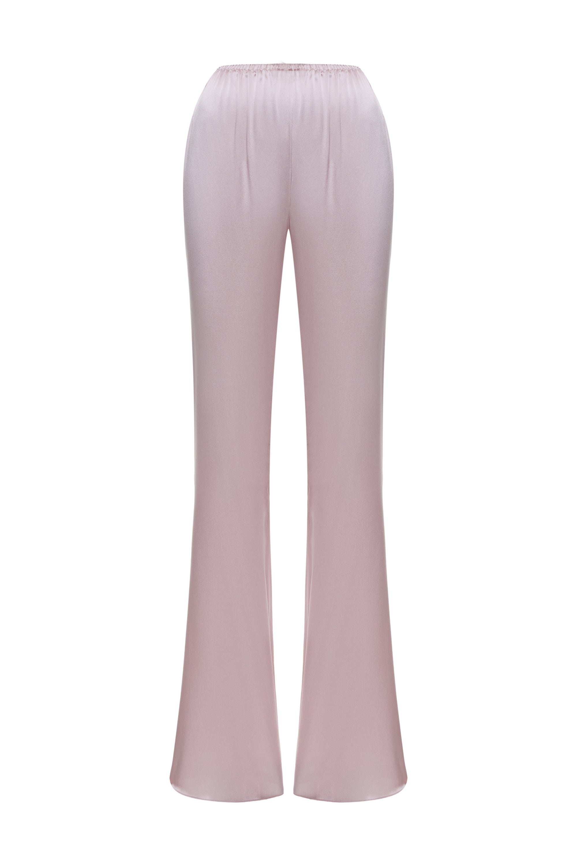 Blush pink silk trousers from the two-piece Aura set in 100% natural silk — J'AMEMME, Resort '27