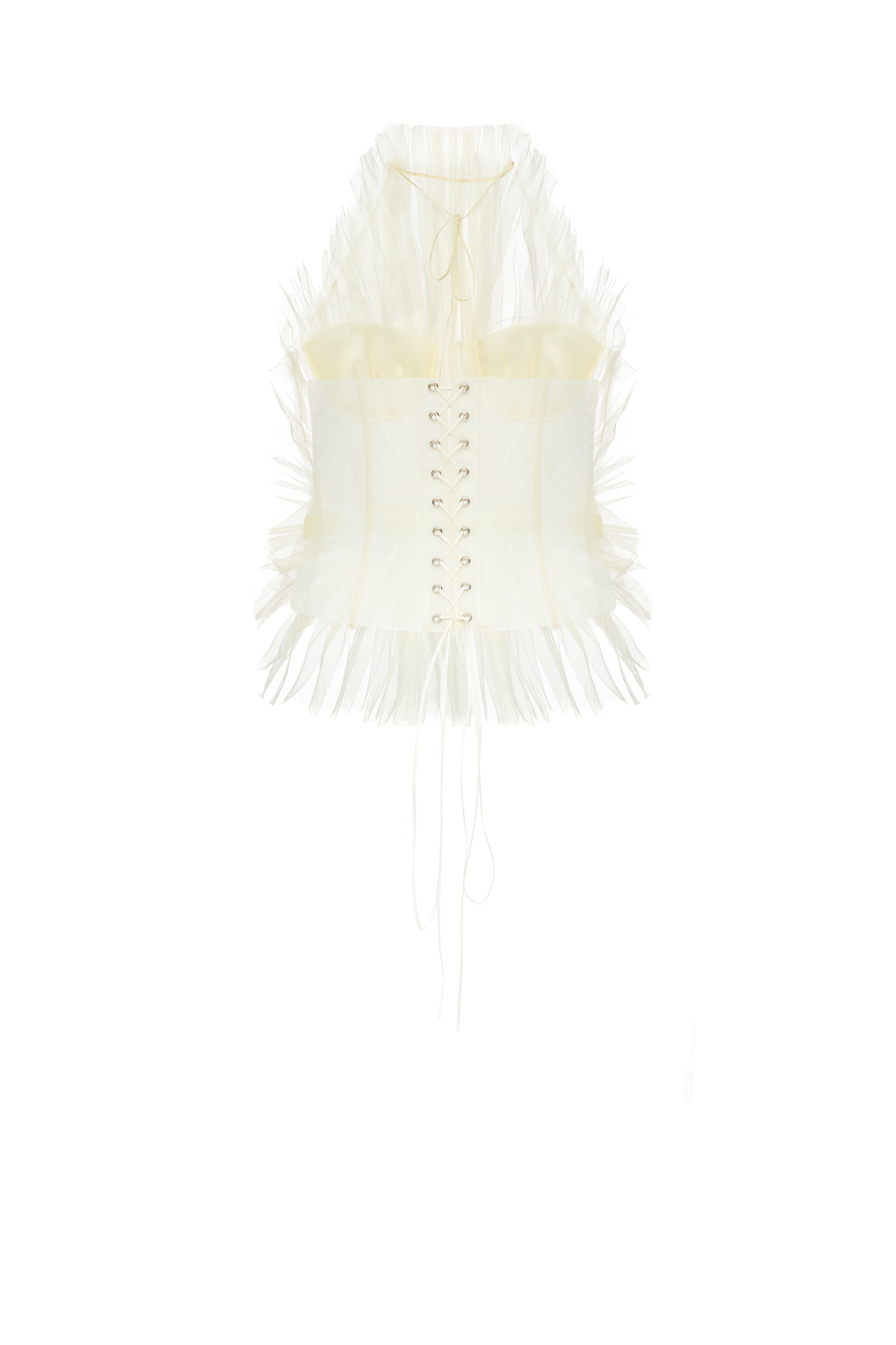 Jamemme BAMBI CORSET TOP Yellow - back zipper detail mesh corset top SS26