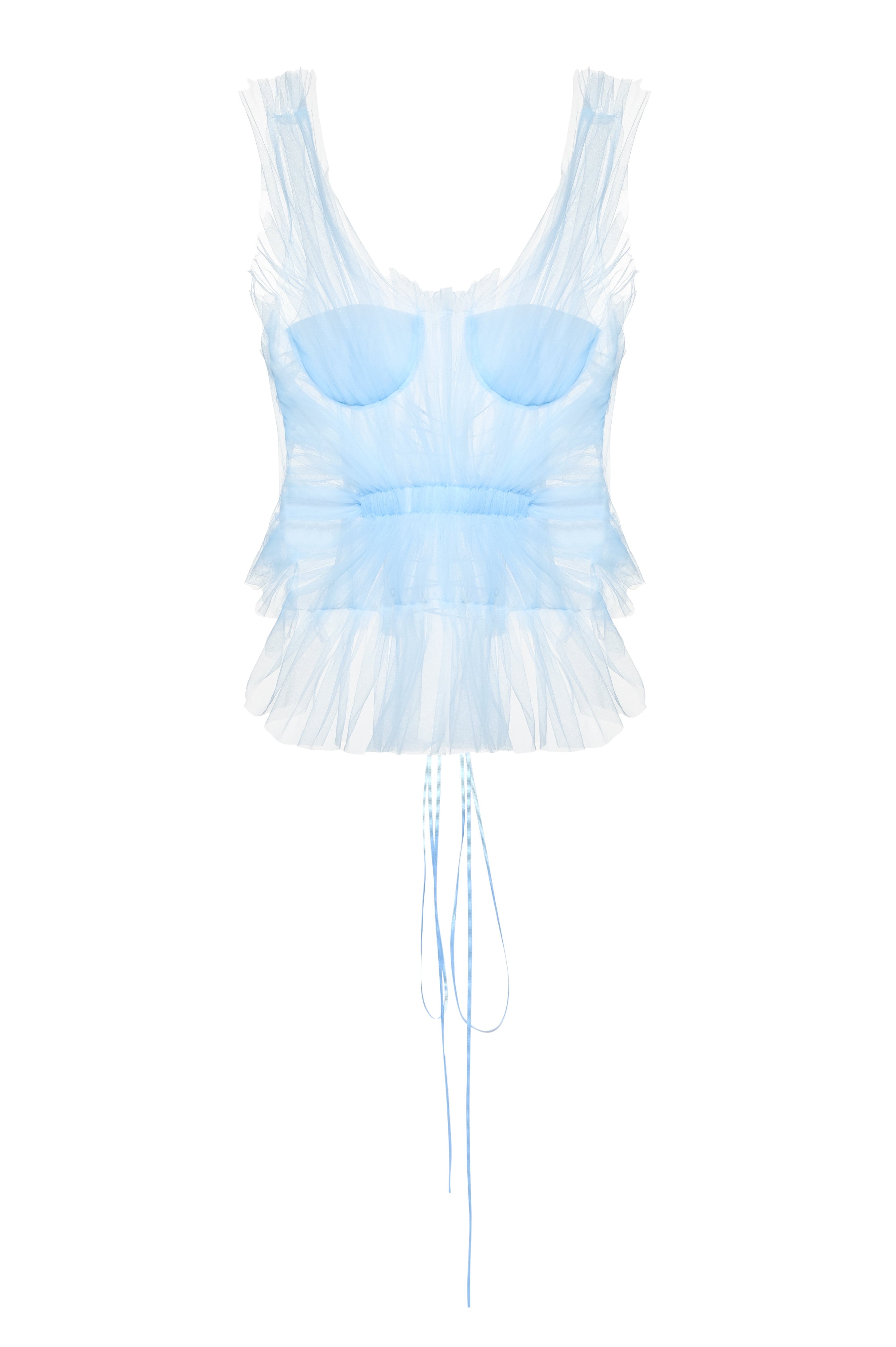 Jamemme BELLINI CORSET TOP Pink - V-neck lightweight mesh corset top with back zipper SS26