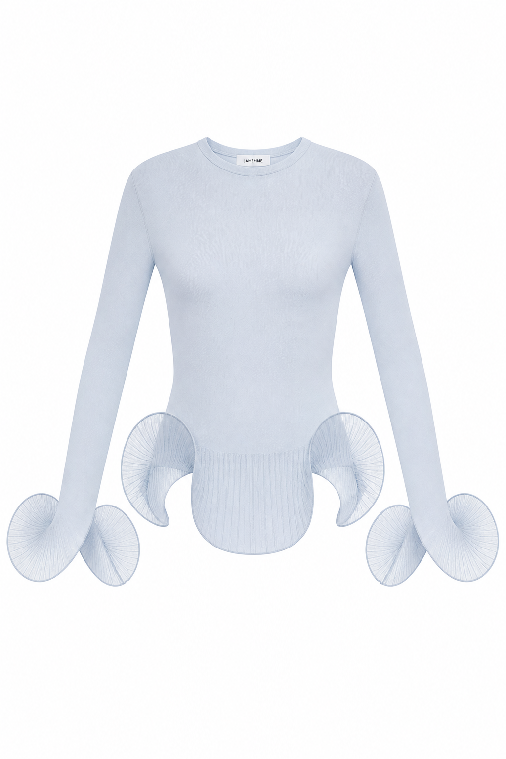 Jamemme LEILAH KNIT TOP Blue - stretch viscose knit long-sleeve top SS26