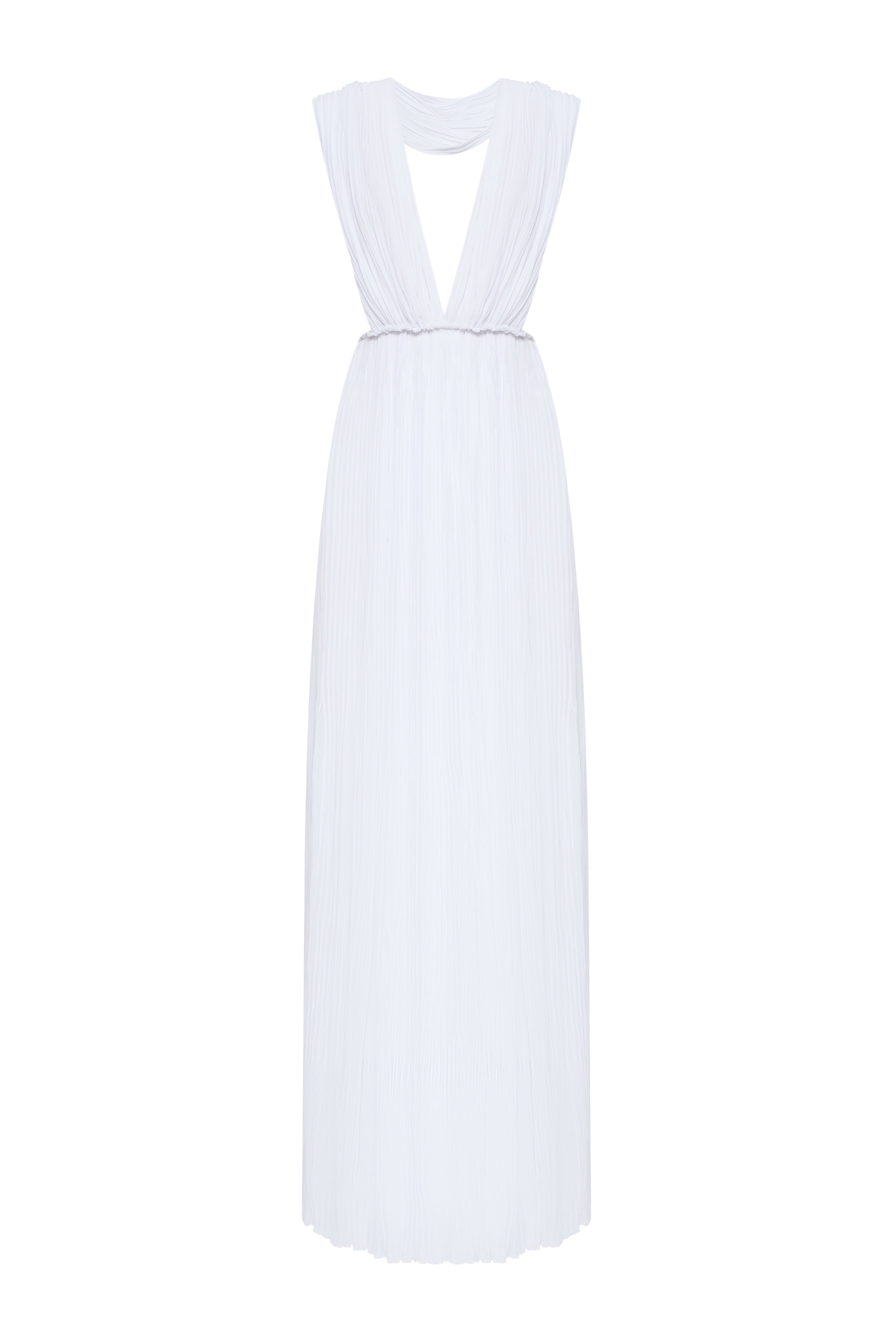 Liona Chiffon Dress by J'amemme - open back, sleeveless pleated chiffon gown
