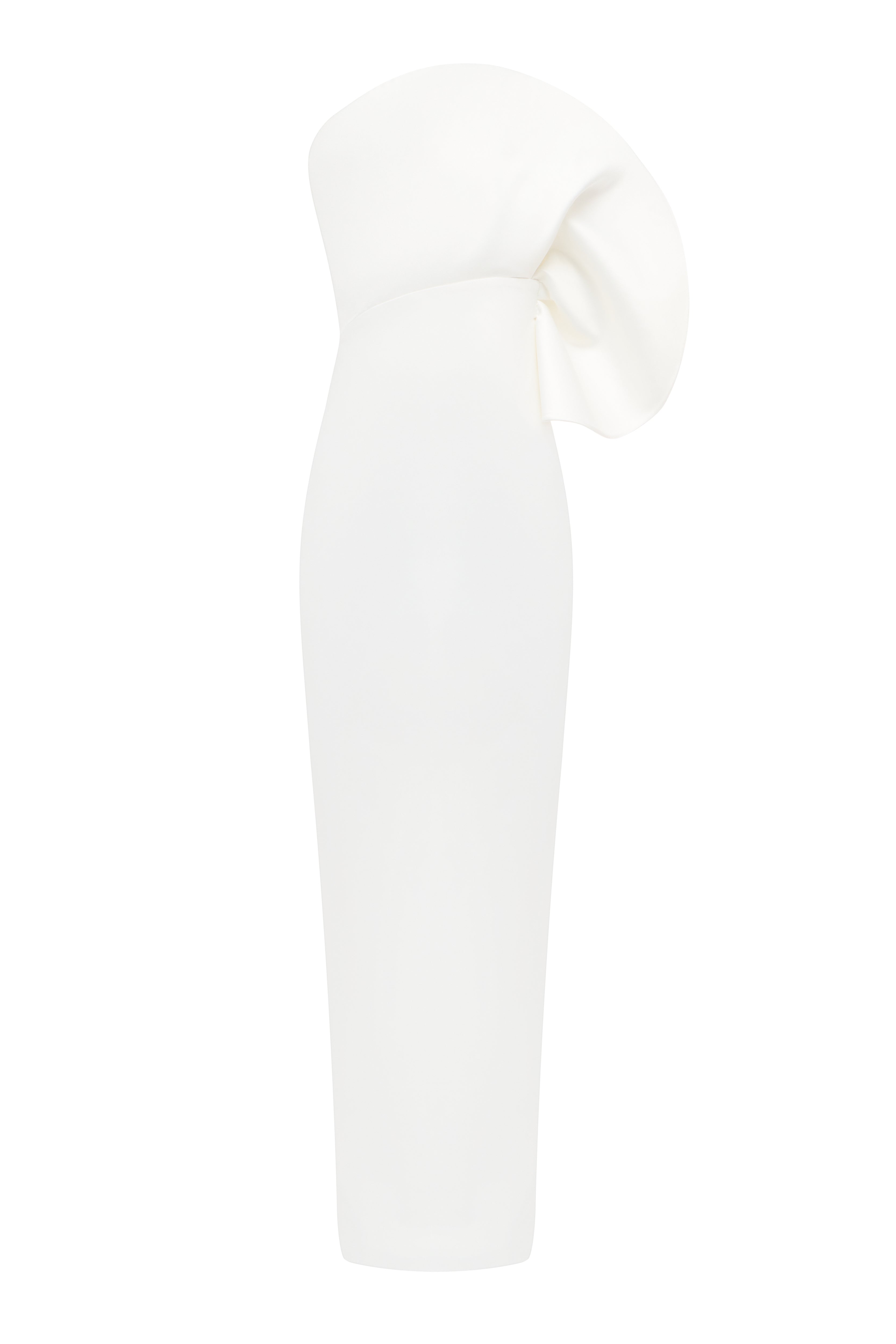 Manon Dress by J'amemme — one-shoulder crepe column gown detail view