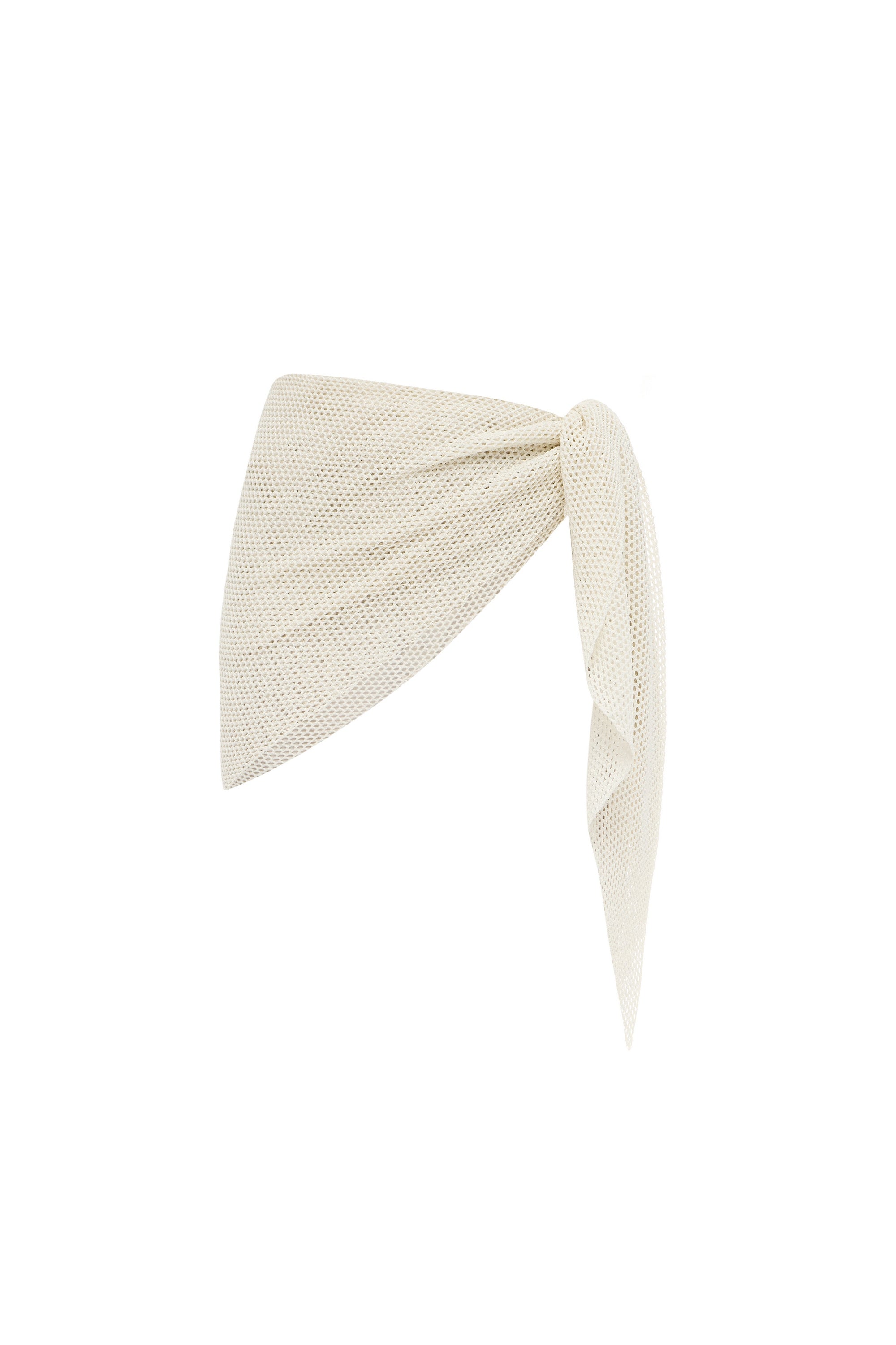 Beige open-knit scarf from the Nereis set, ties as a headscarf, sarong or top — J'AMEMME, Resort '27