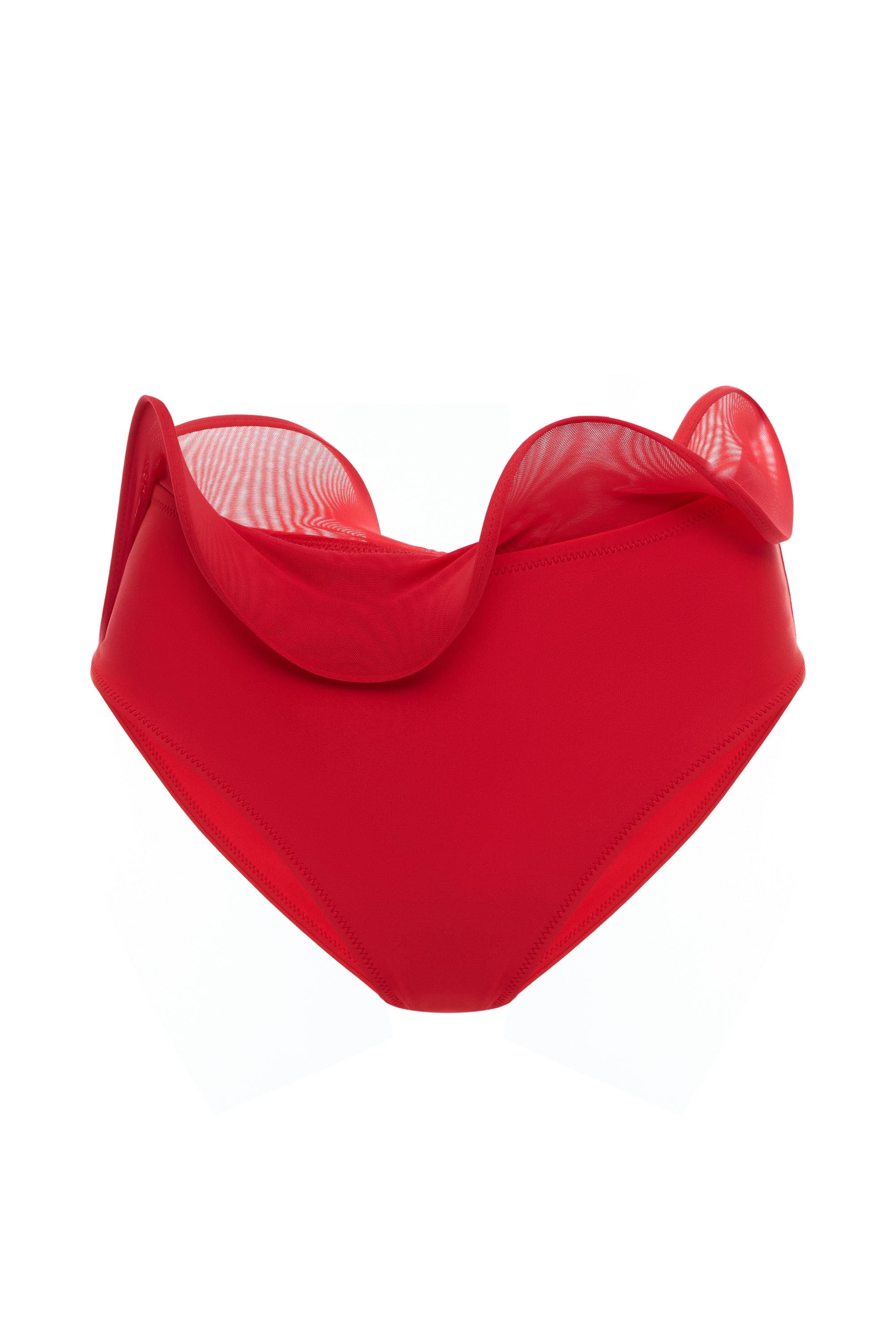 Red high-waisted bikini bottoms cut high on the leg, Italian Carvico jersey — J'AMEMME Parthenope, Resort '27