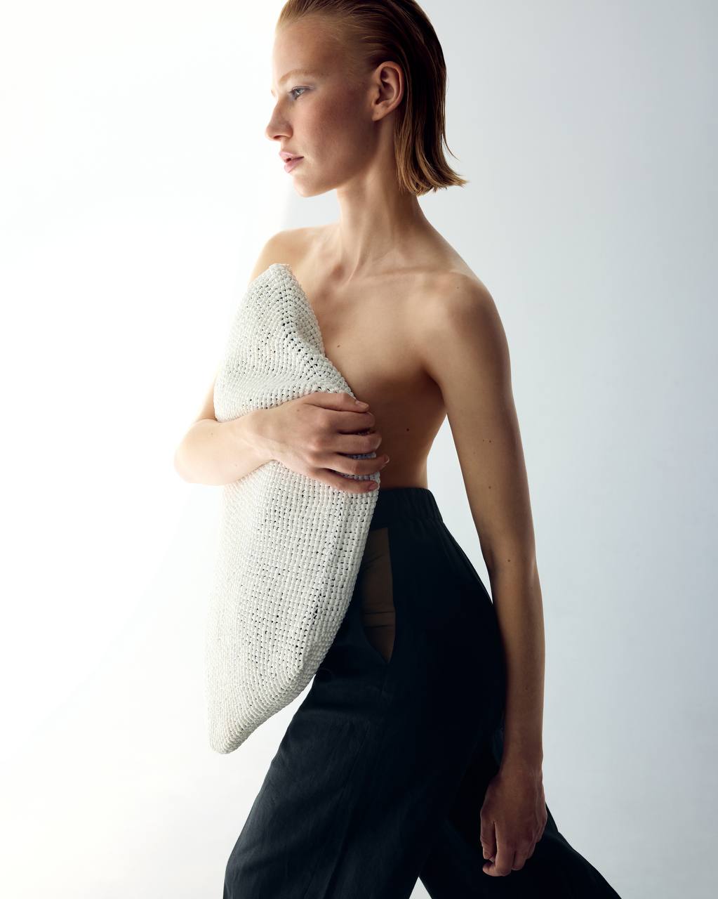 White raffia beach bag shown from above — J'AMEMME Summer
