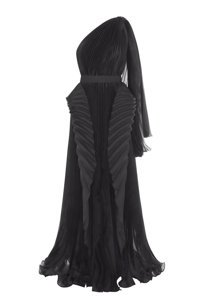 tea length black dress LOTUS BLACK DRESS