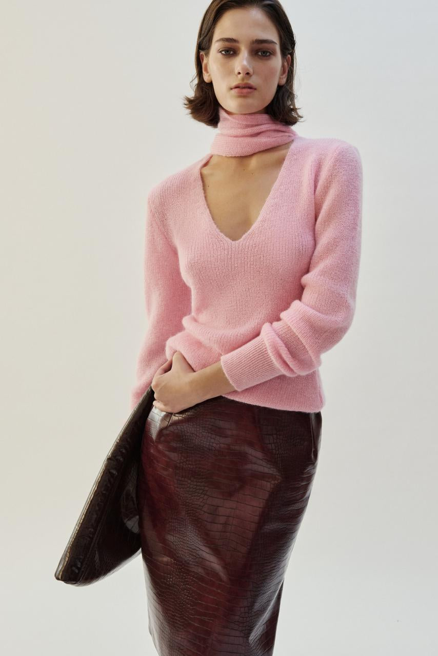 Scarf Detail Knit Jumper