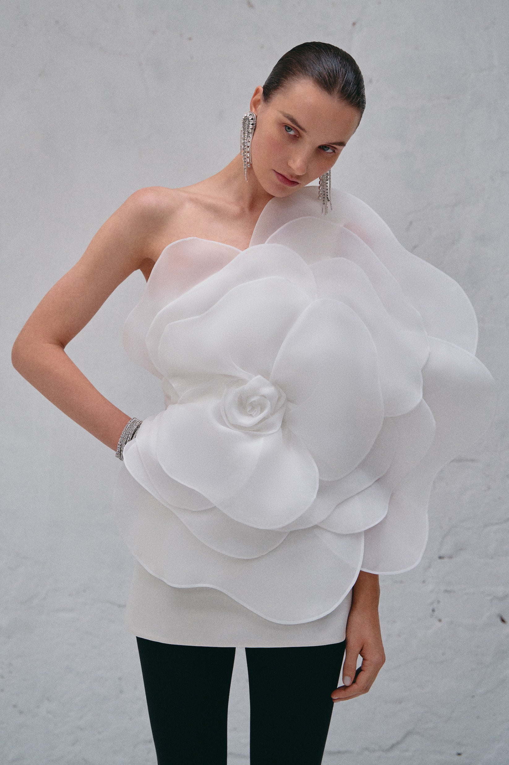 WHITE CAMELLIA LISA DRESS by J'amemme