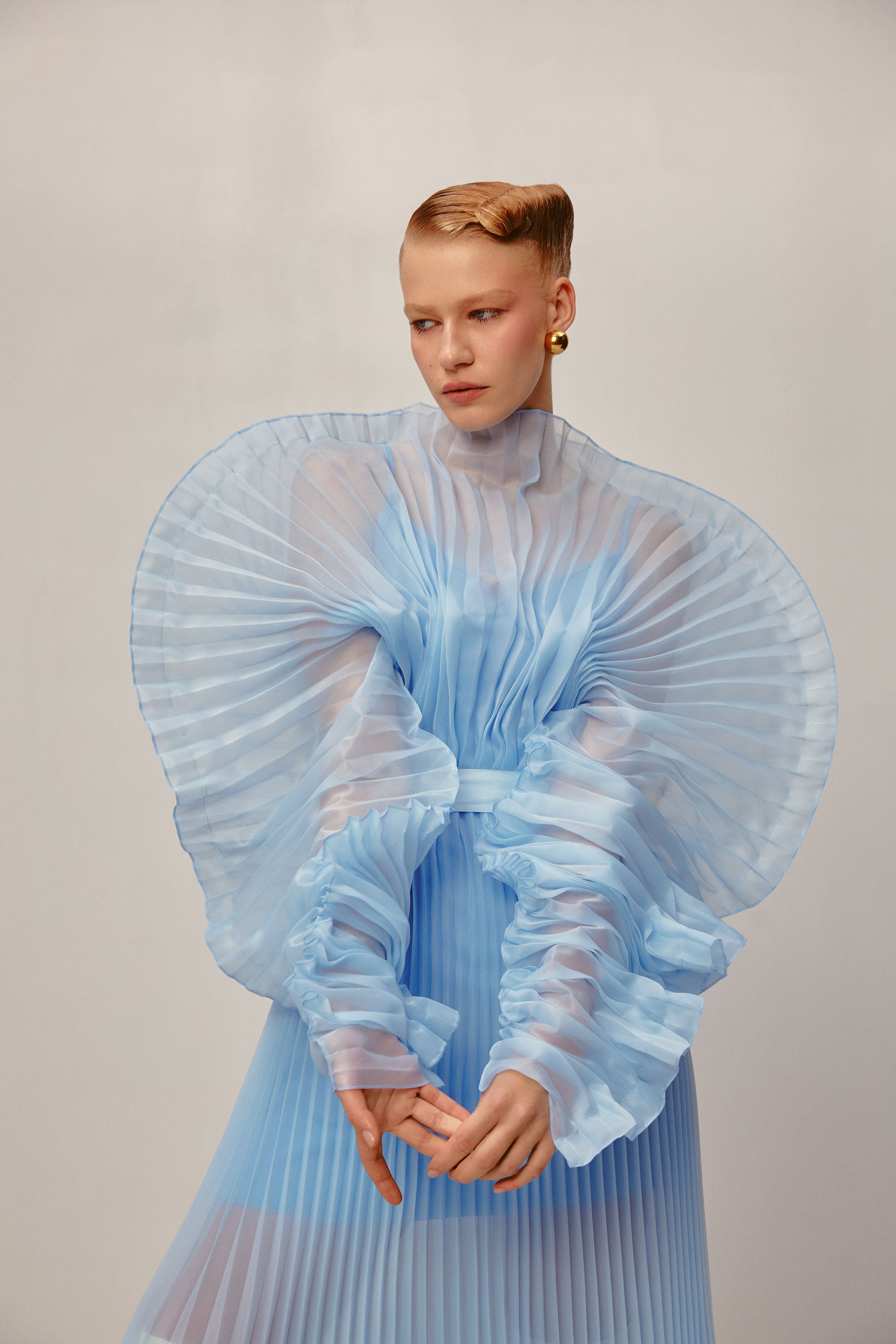 ALISHA PLEATED BLUE DRESS
