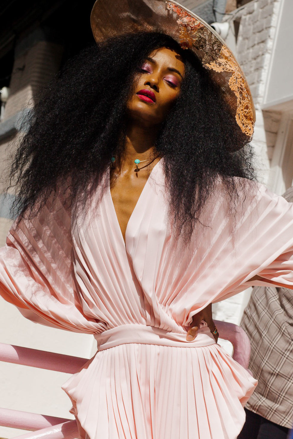 Pink pleated dress by J'amemme