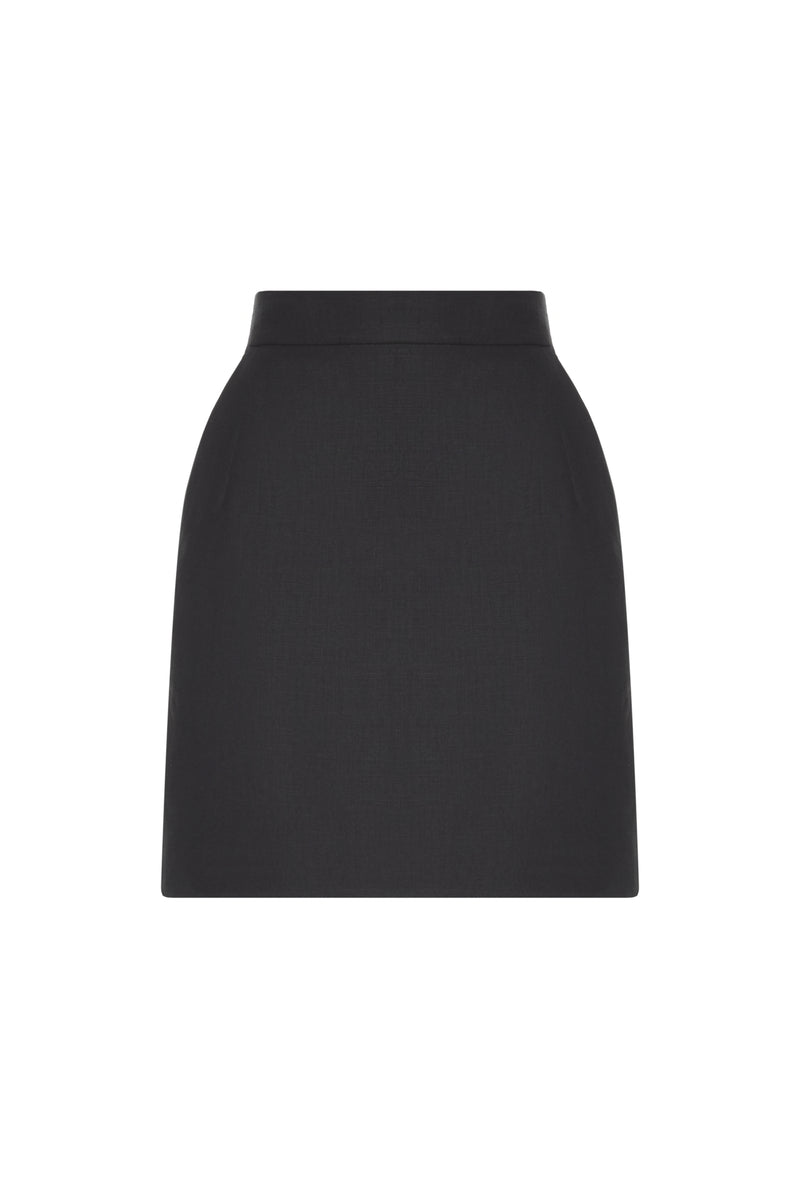 ABF-A0106 BLACK STRETCH CADY SKIRT main image 0