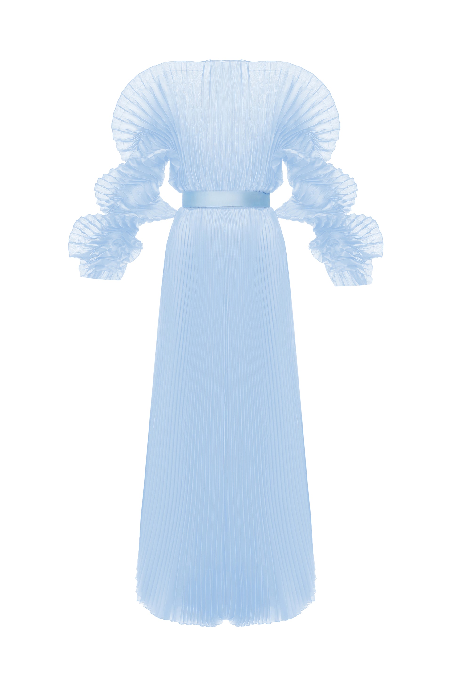 fitted lace wedding dress ALISHA PLEATED BLUE DRESS