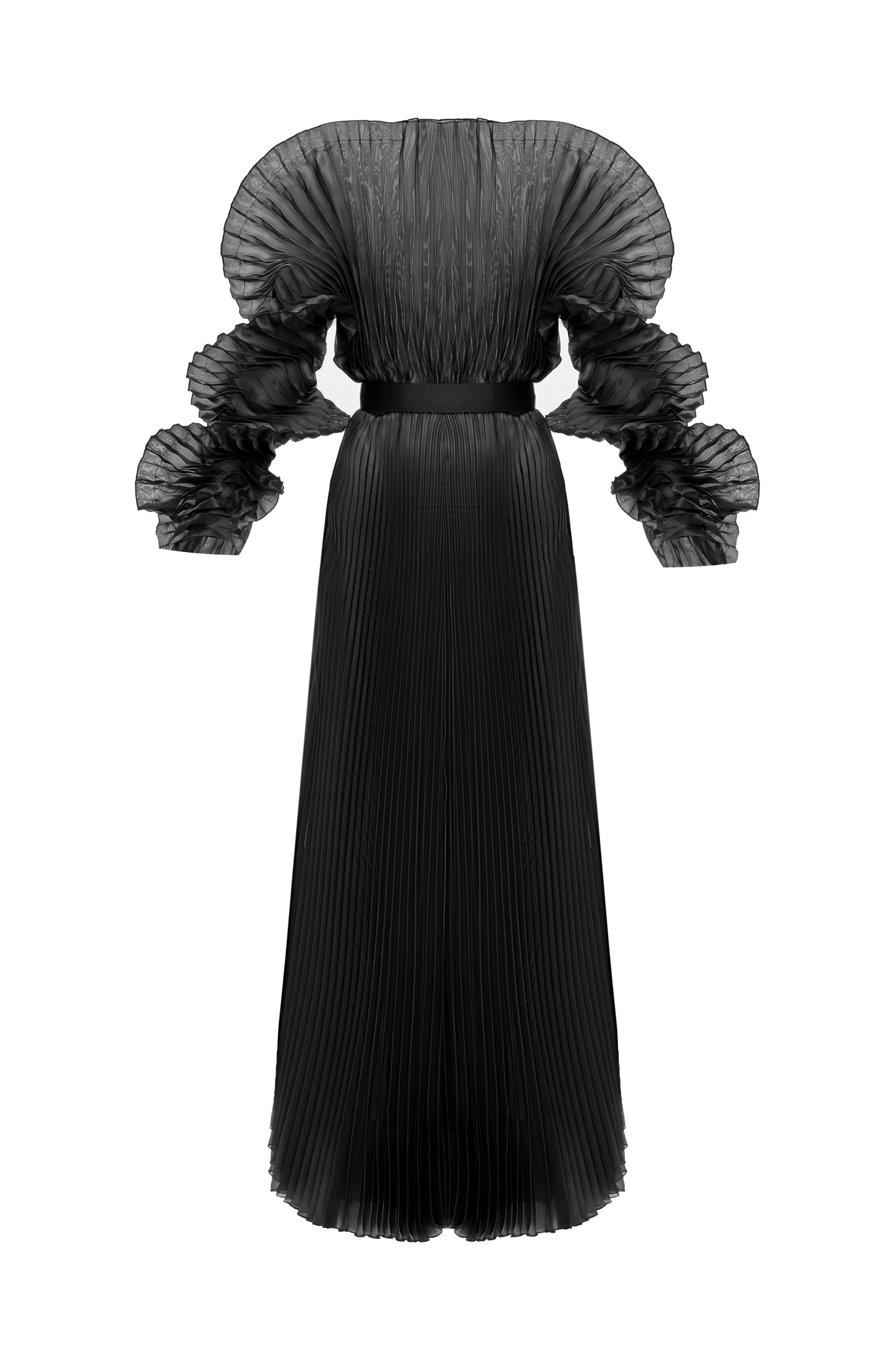 ALISHA PLEATED BLACK DRESS