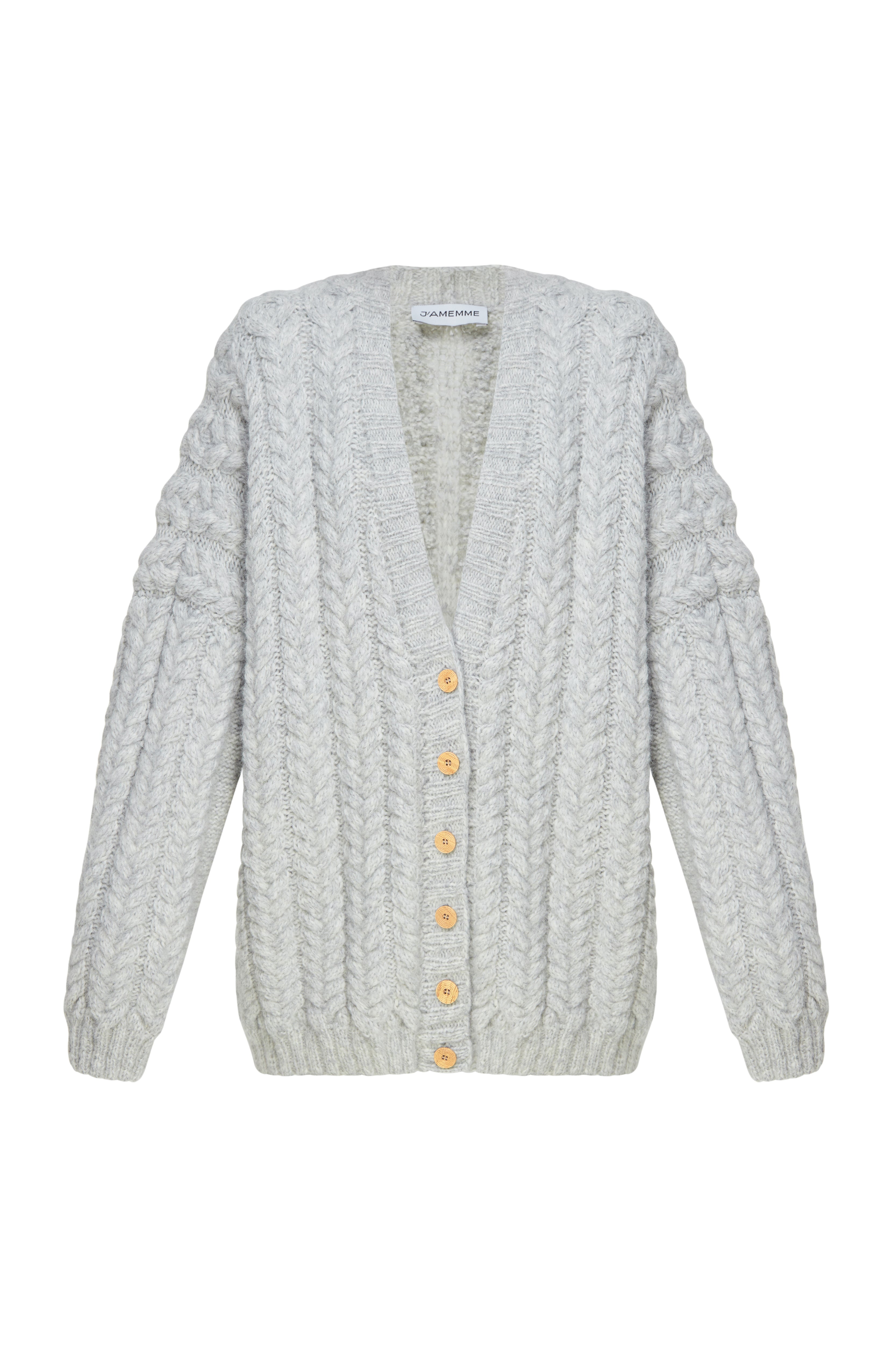 NEONELLA WOOL CABLE KNIT CARDIGAN