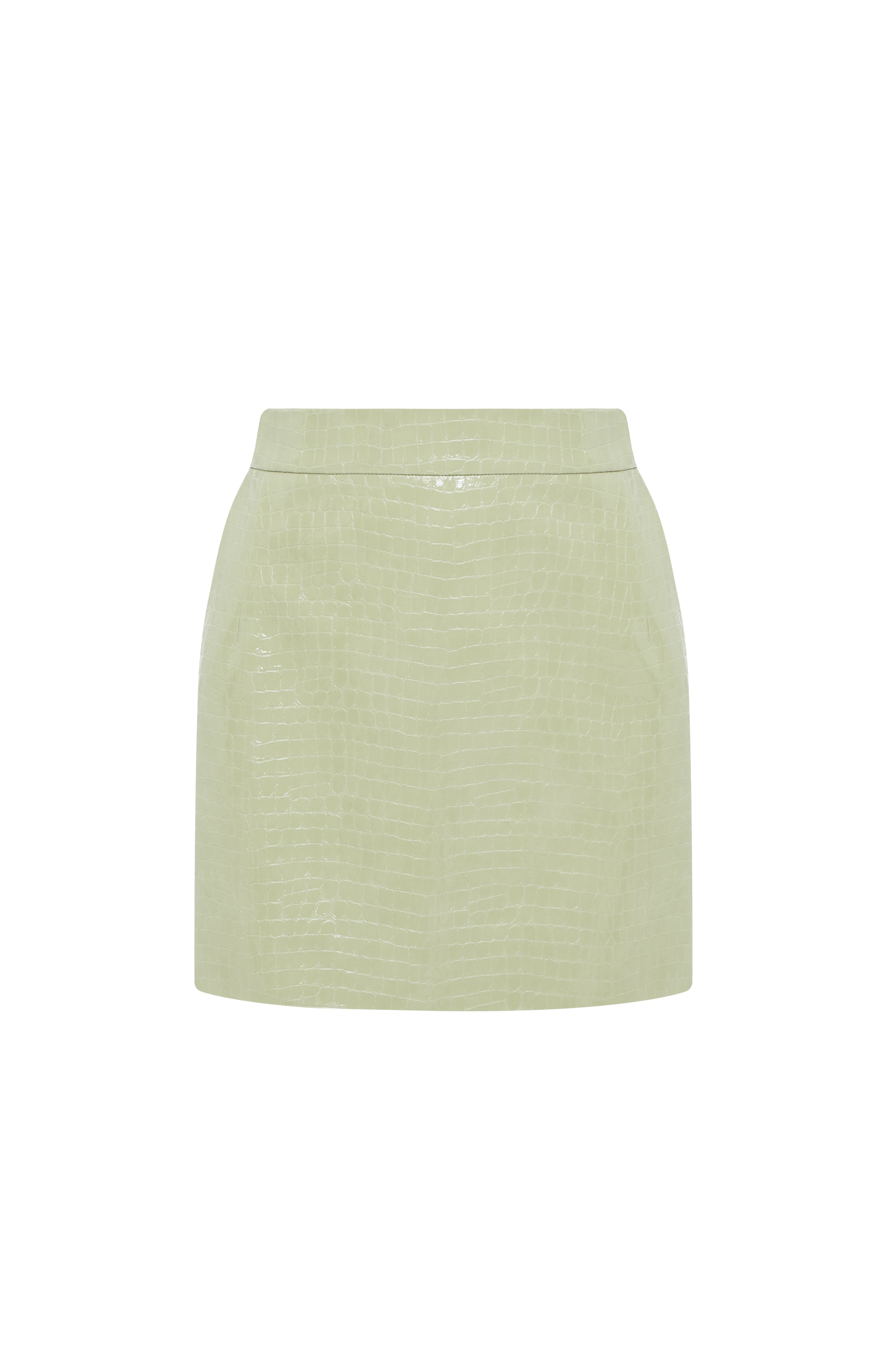 CROCO OLIVE MINI SKIRT
