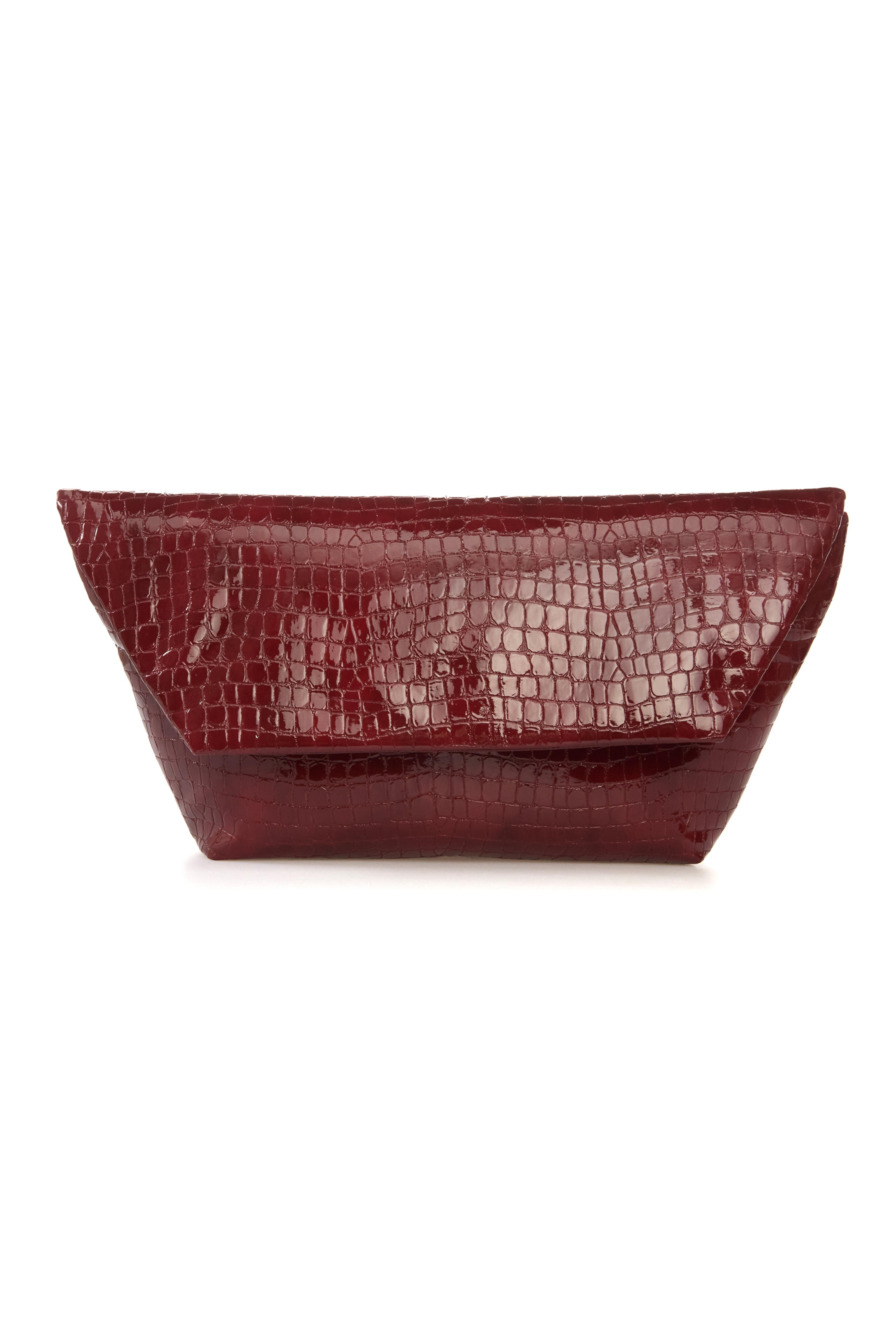 CROCO BURGUNDY CLUTCH