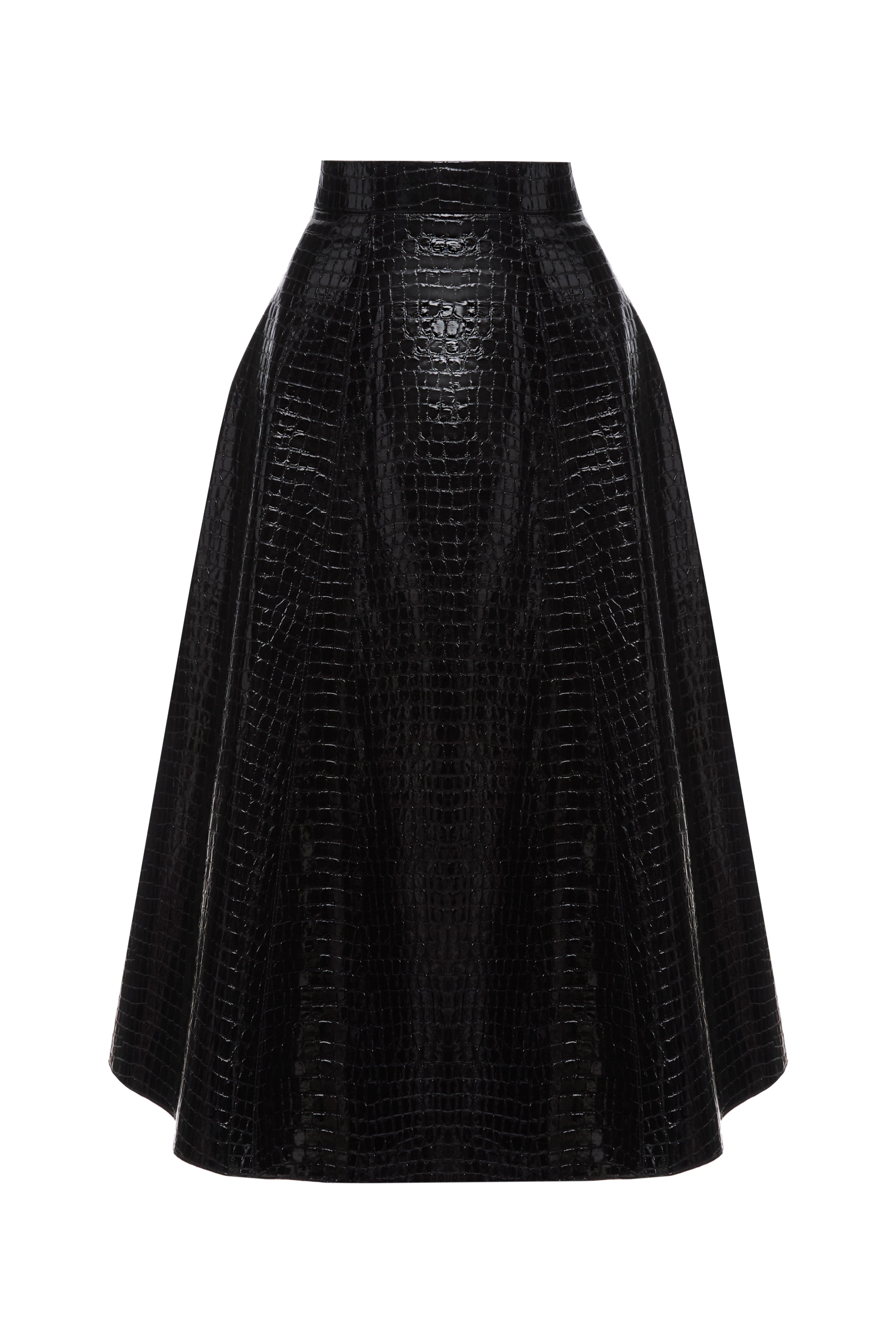 CROCO BLACK FLARE SKIRT