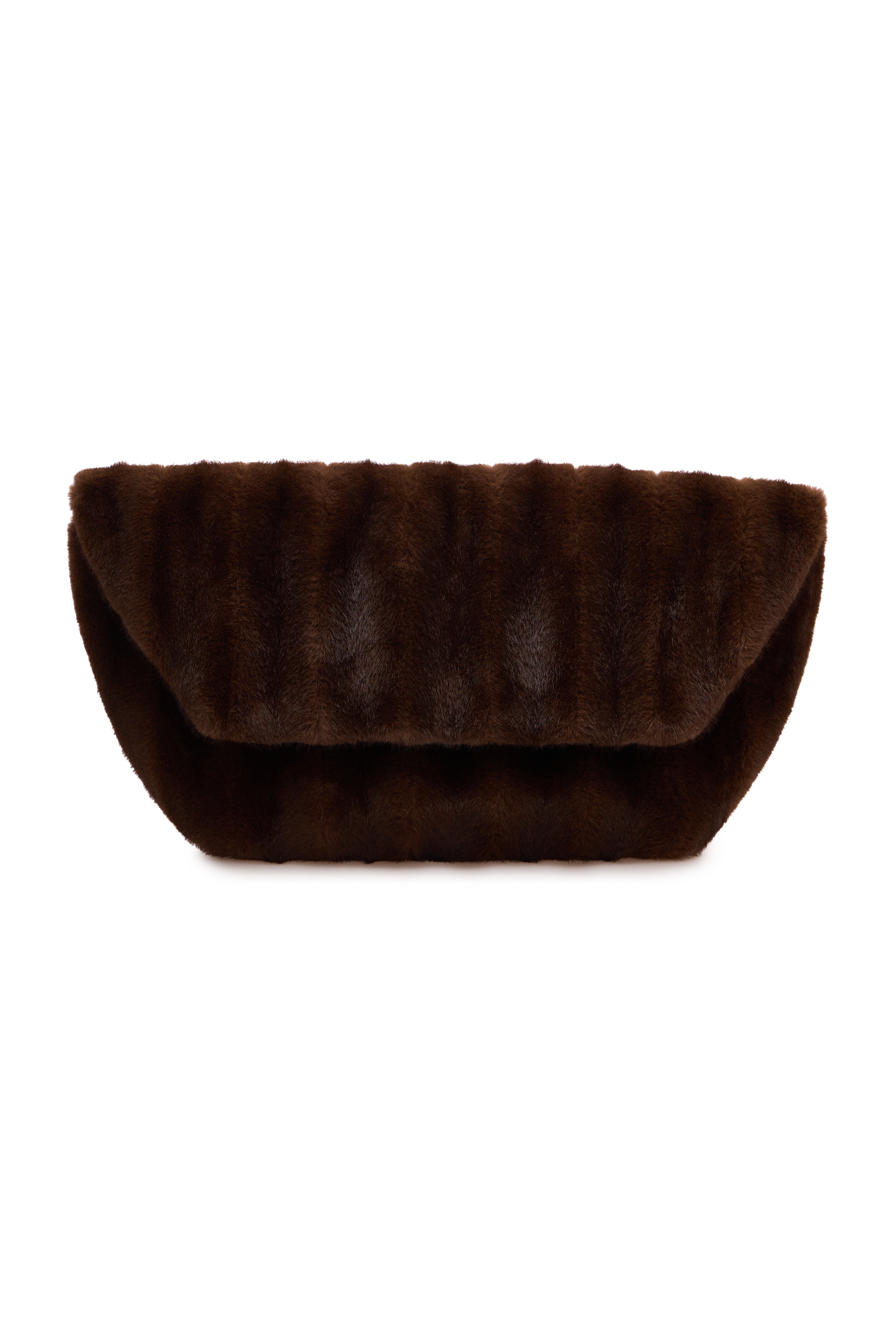FAUX FUR BROWN CLUTCH