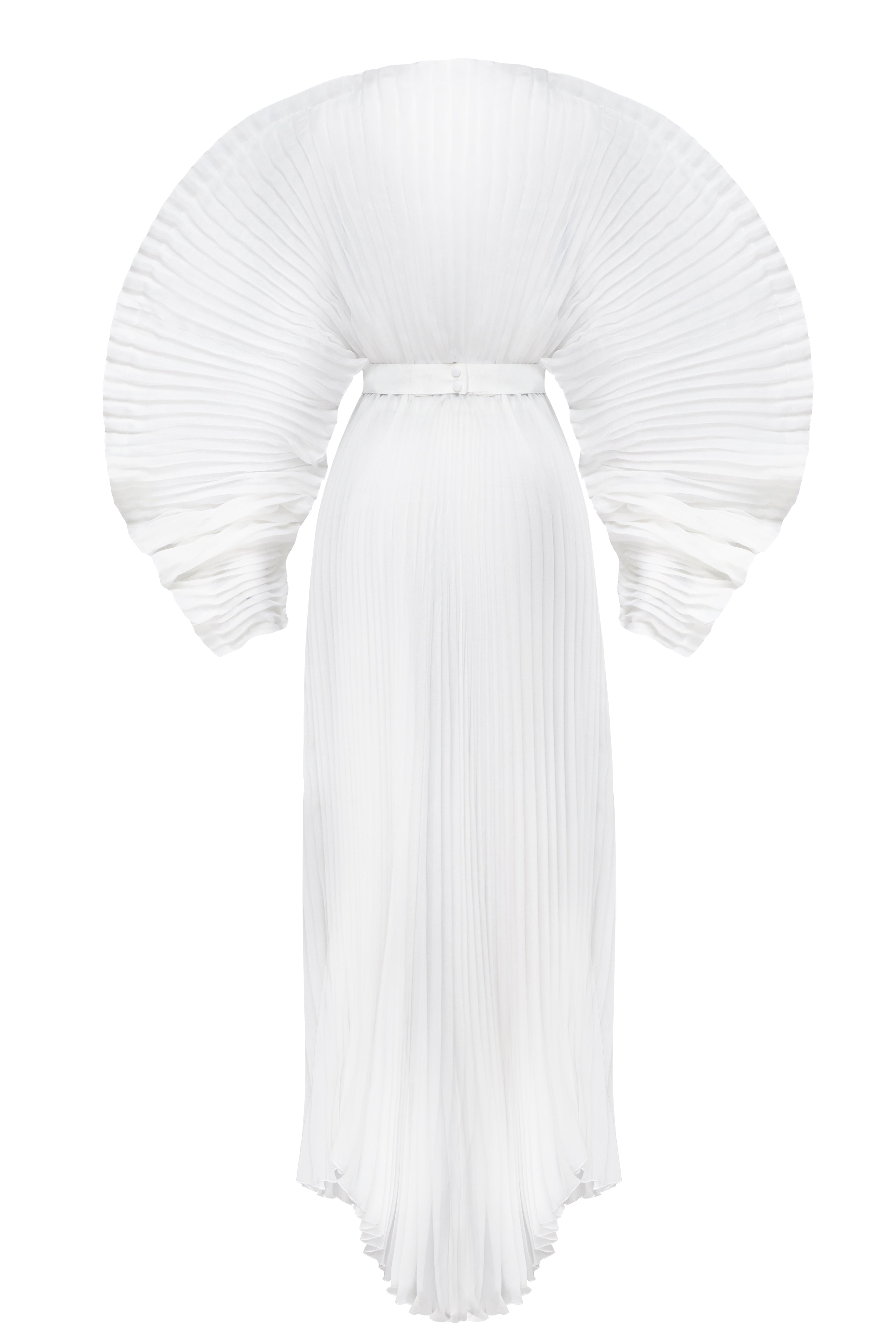 ALISHA PLEATED WHITE DRESS