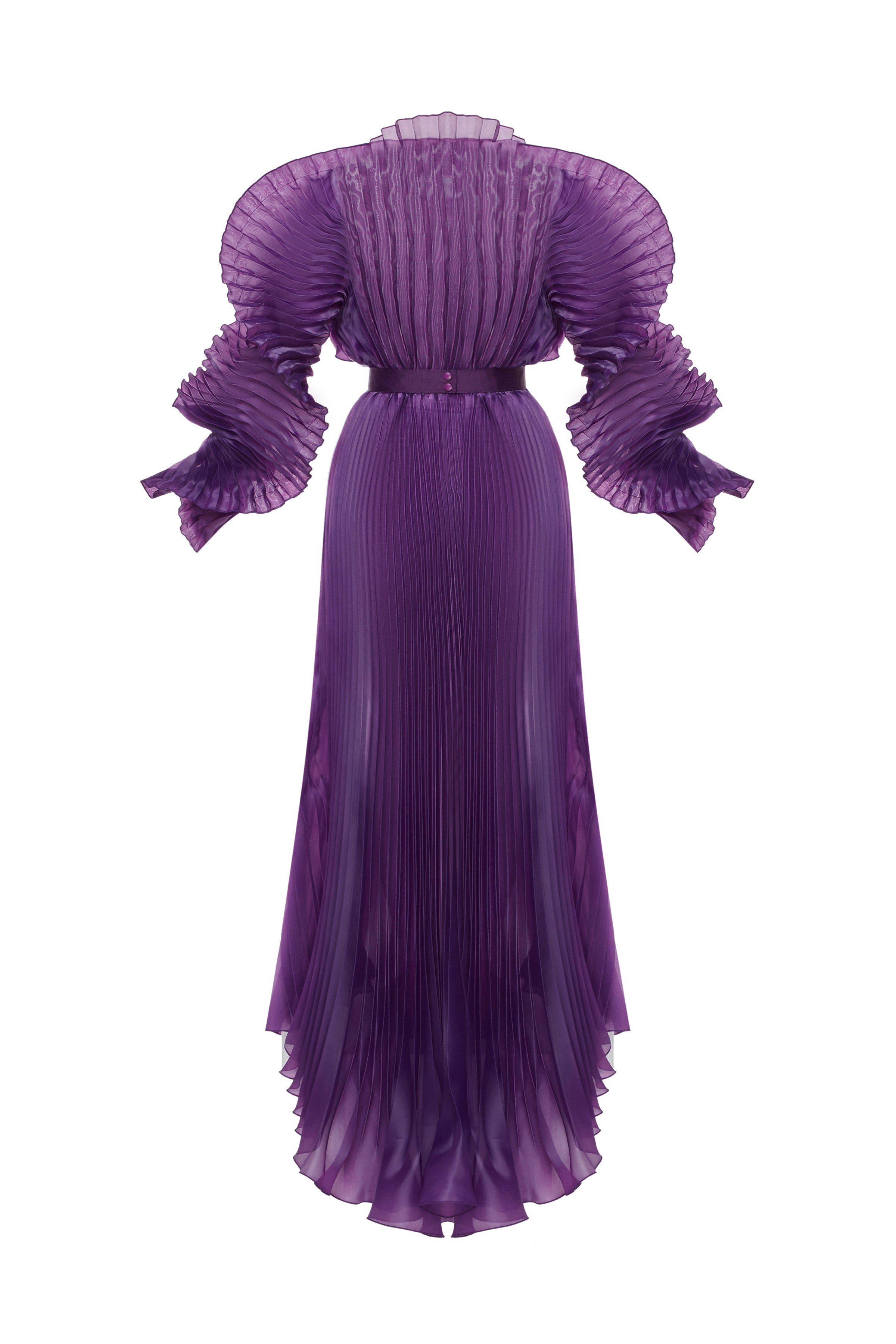 Ultramod Suit Collar Pleated Double Breasted Violet Dress