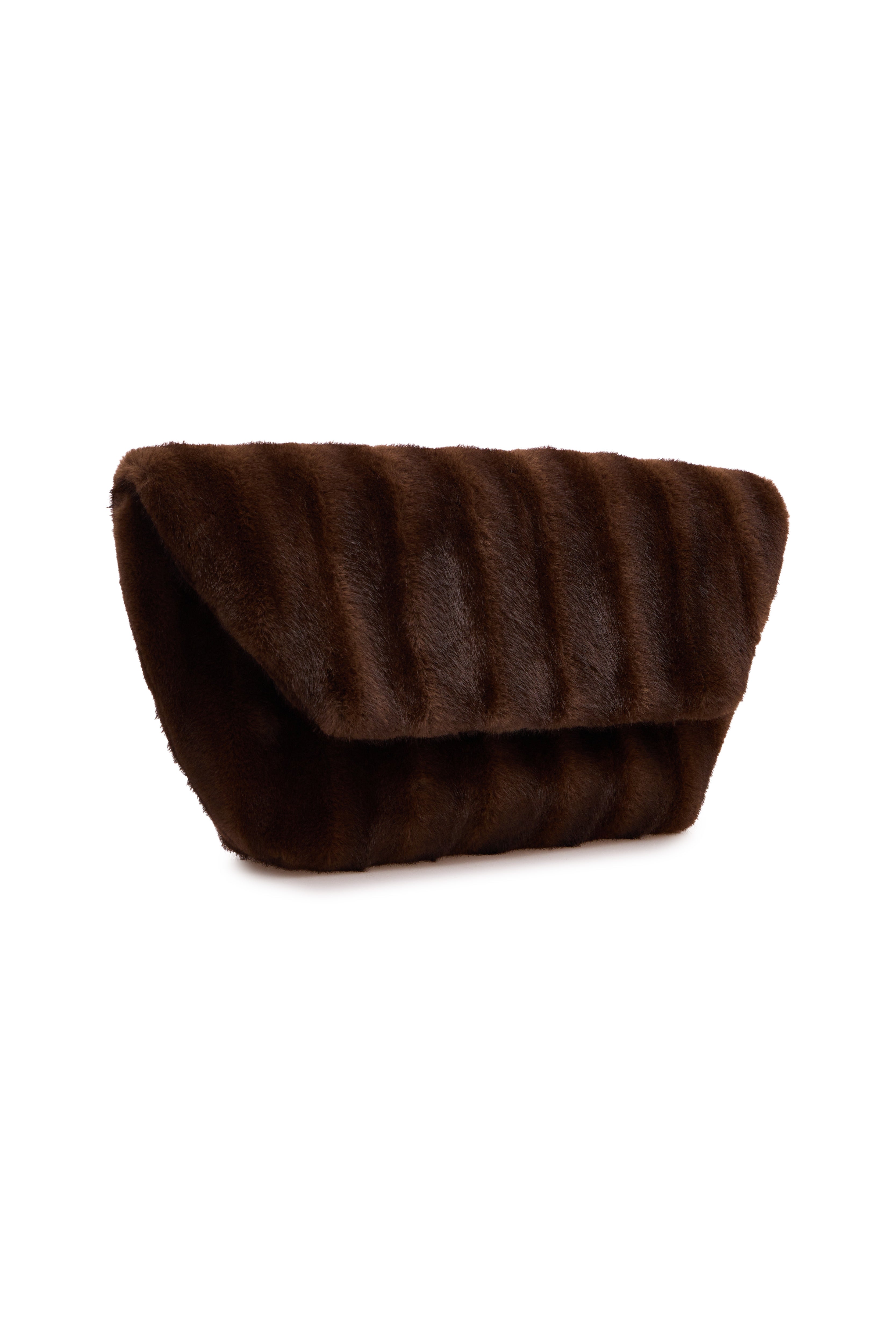 FAUX FUR BROWN CLUTCH