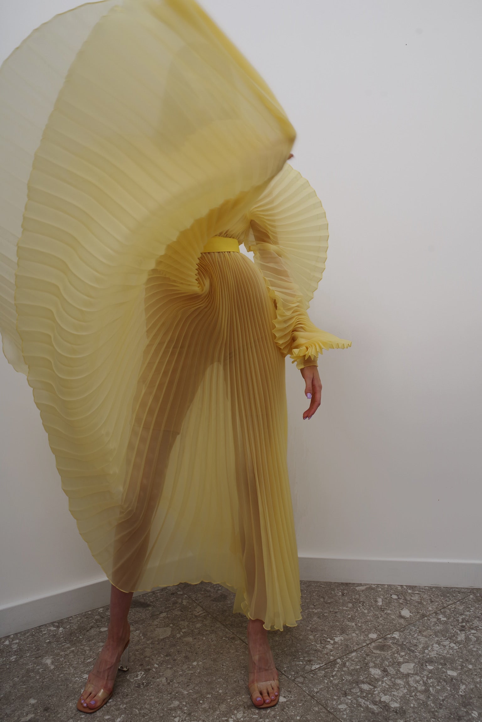 ALISHA PLEATED YELLOW DRESS