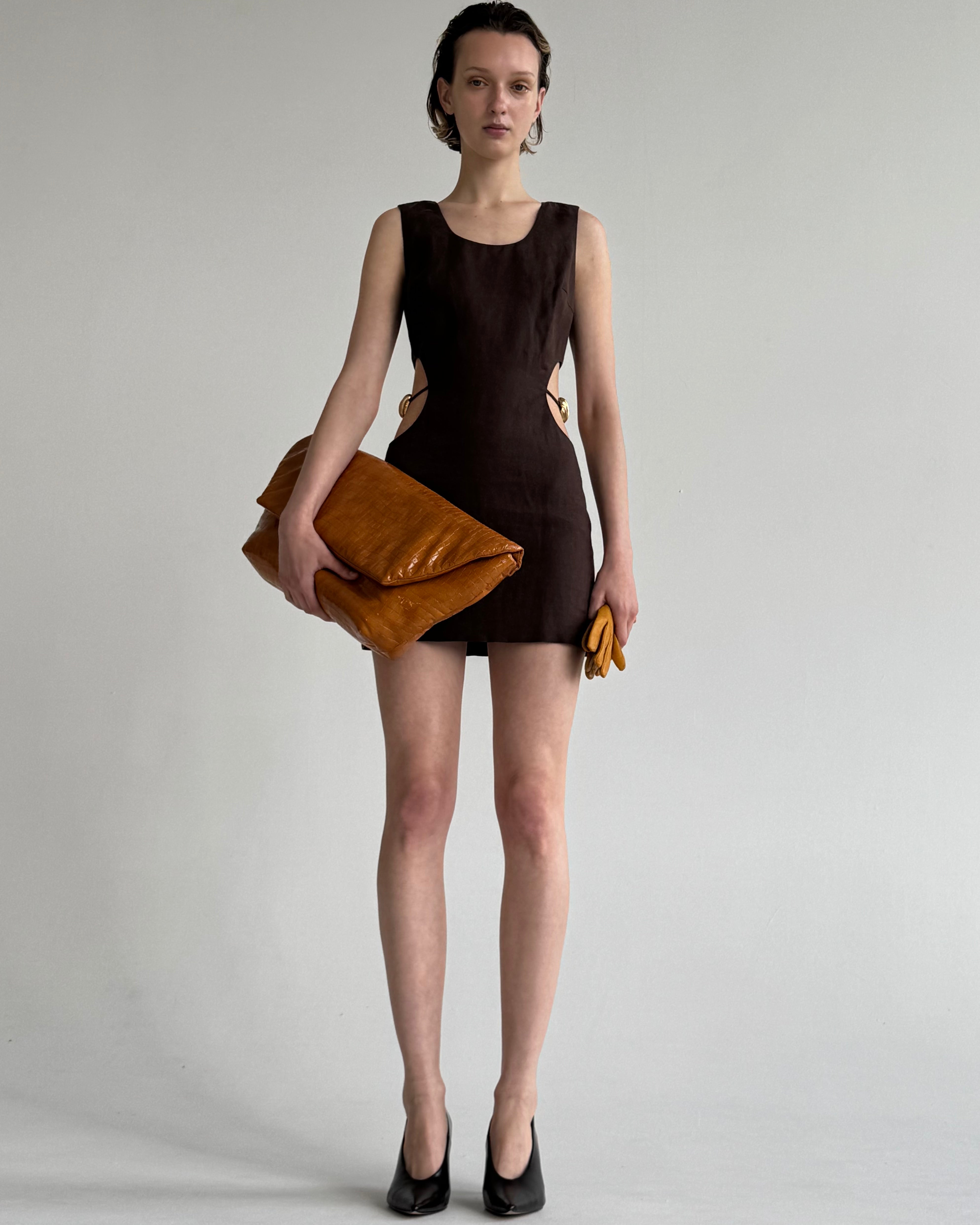SERENA BROWN MINI DRESS