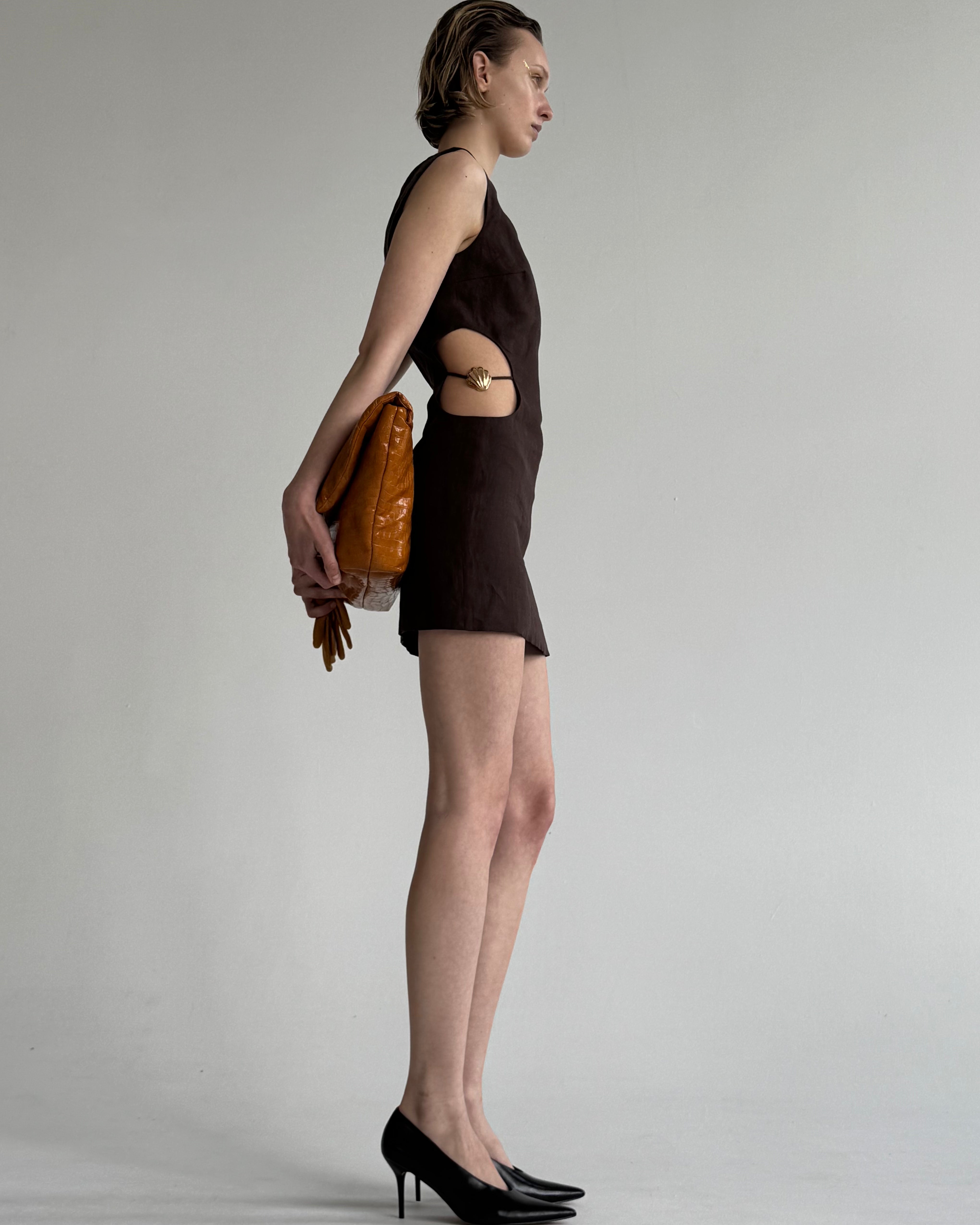 SERENA BROWN MINI DRESS