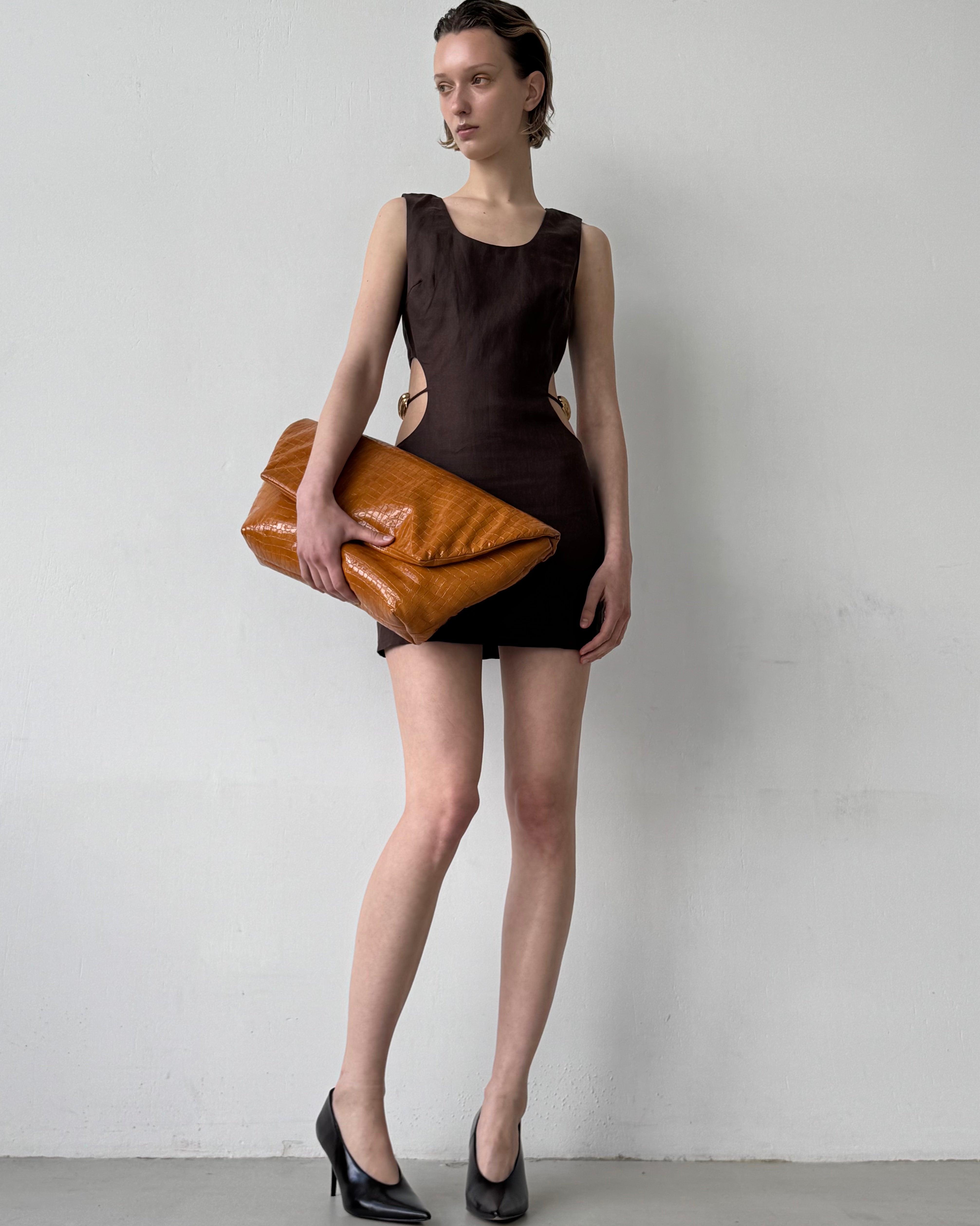 SERENA BROWN MINI DRESS